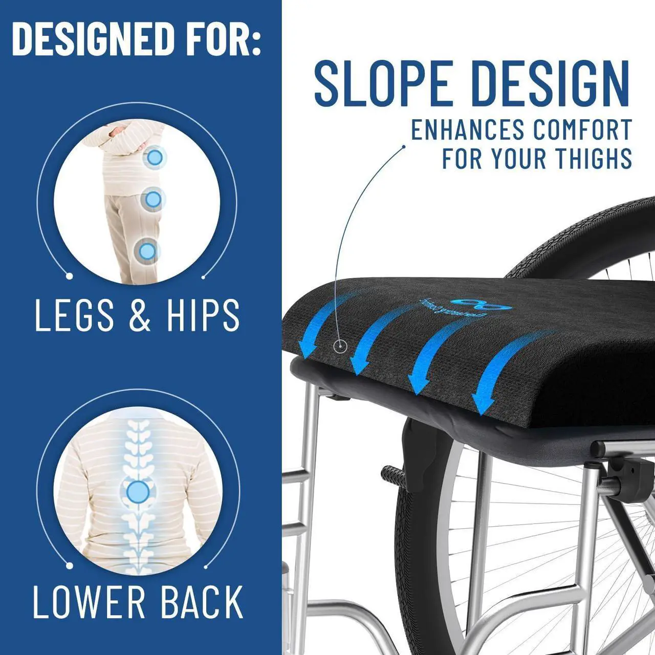 Alt view image 5 of 7 - Everlasting Comfort Memory Foam Wheelchair Cushion - Gel Seat Cushion for Seniors and Adults - Pressure Relief and Tailbone Pain Support - Ventilated and Soft Cushion for Ultimate Comfort