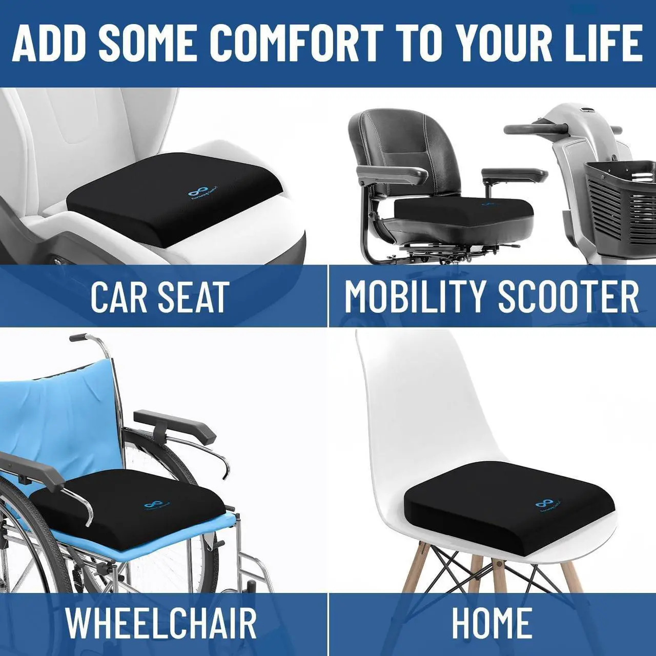 Alt view image 6 of 7 - Everlasting Comfort Memory Foam Wheelchair Cushion - Gel Seat Cushion for Seniors and Adults - Pressure Relief and Tailbone Pain Support - Ventilated and Soft Cushion for Ultimate Comfort