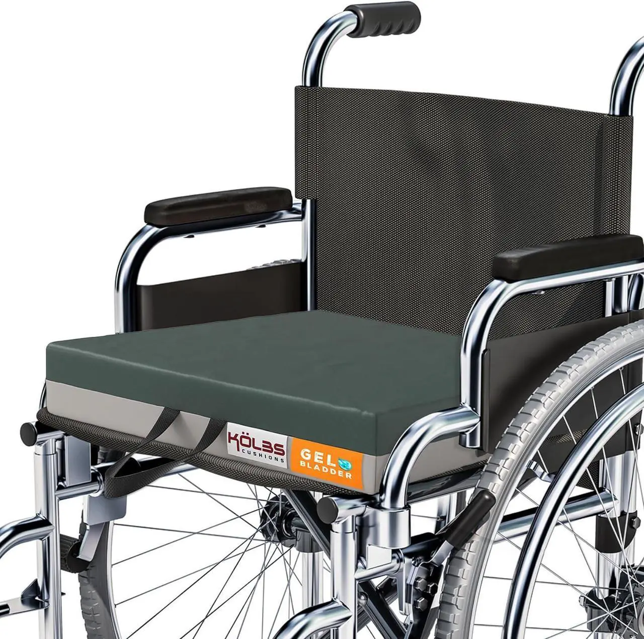 Main image of Kölbs Gel Extreme Wheelchair Seat Cushion, Coccyx, Sciatica & Tailbone Pain Relief, Ideal for Office, Kitchen Wheelchairs and Auto, 16 x 16 Inch Seat, 3 Inch Thick