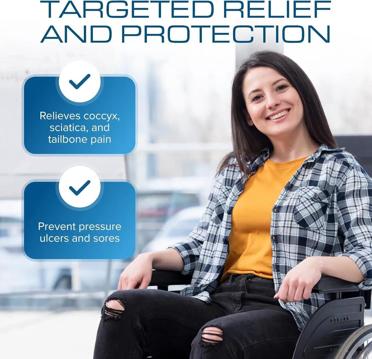 Alt view image 2 of 7 - Kölbs Gel Extreme Wheelchair Seat Cushion, Coccyx, Sciatica & Tailbone Pain Relief, Ideal for Office, Kitchen Wheelchairs and Auto, 16 x 16 Inch Seat, 3 Inch Thick