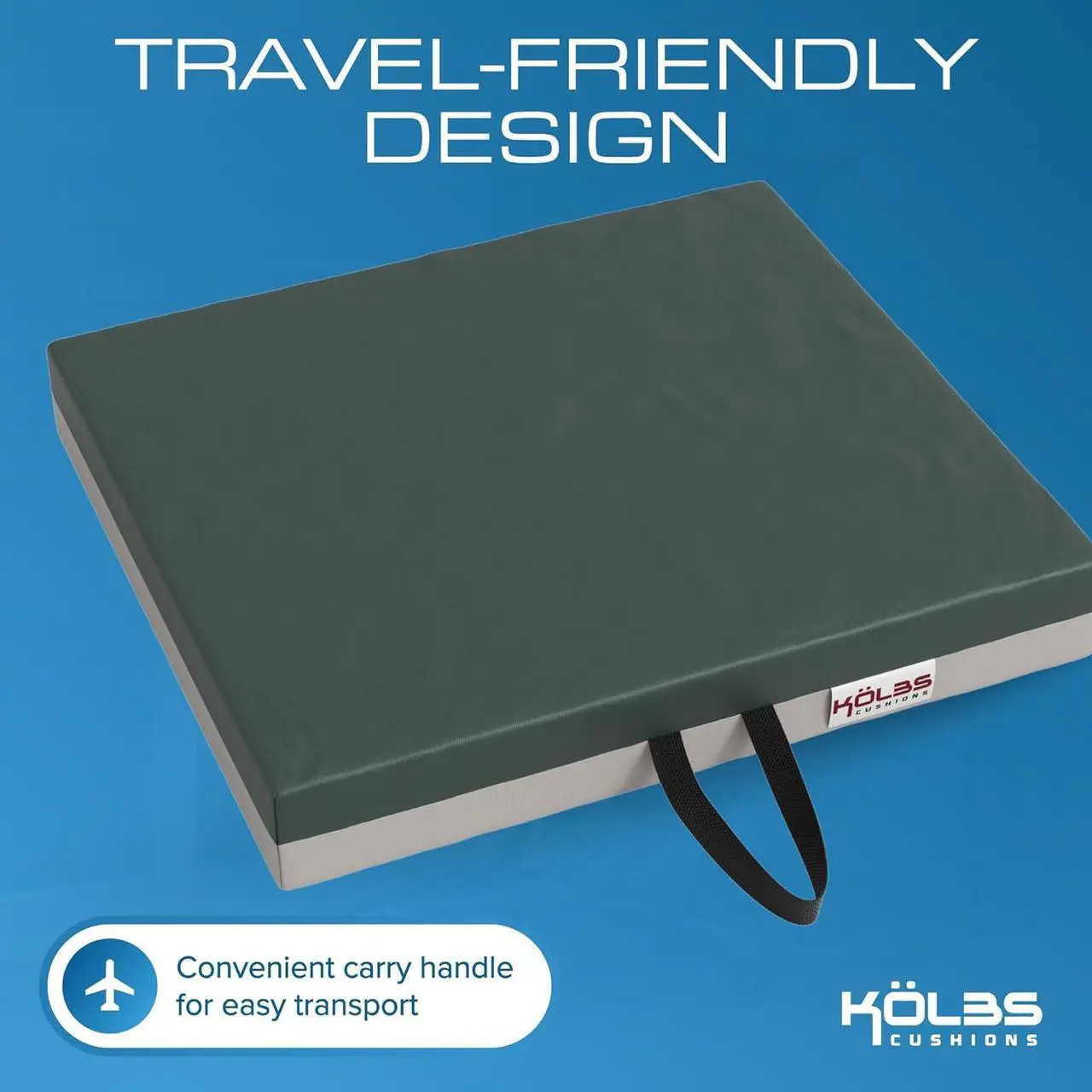 Alt view image 3 of 7 - Kölbs Gel Extreme Wheelchair Seat Cushion, Coccyx, Sciatica & Tailbone Pain Relief, Ideal for Office, Kitchen Wheelchairs and Auto, 16 x 16 Inch Seat, 3 Inch Thick