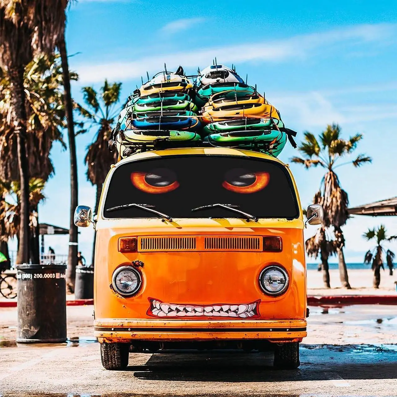 Alt view image 5 of 7 - Car Windshield Sun Shade Umbrella, Black Eyes Windshield Sunshades with 360° Rotation Bendable Handle, Foldable Automotive Windshield Shades, Full Cover Sun Shade for Most Vehicles