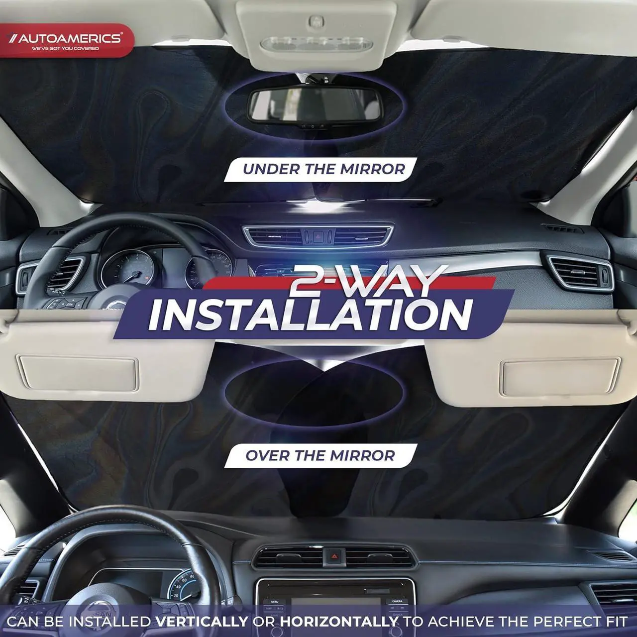 Alt view image 3 of 7 - Autoamerics 2-Piece Windshield Sun Shade - Chrome Liquid Foldable Car Front Window Sunshade for Most Cars SUV Truck Heat Blocker Visor Protector Blocks Max UV Rays and Keeps Your Vehicle Cool - Small