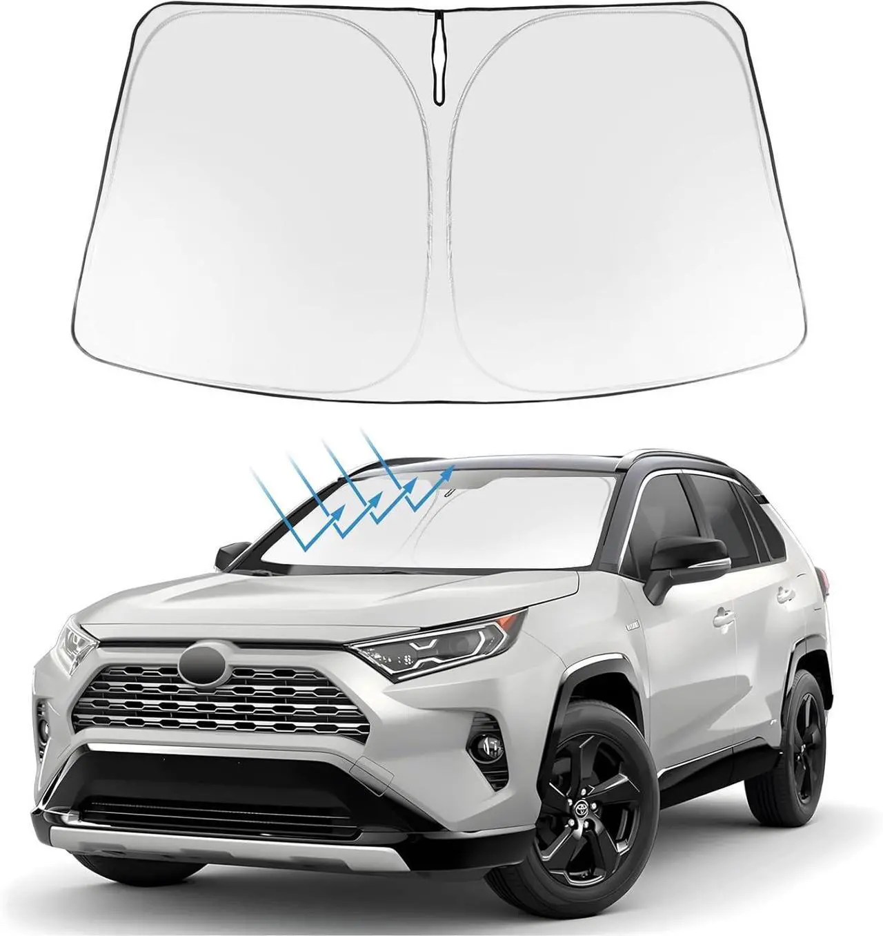 Main image of Proadsy 2025 Upgrade Front Windshield Sun Shade Foldable RAV4 Sunshade Protector Custom Fit 2019-2025 RAV-4 SUV Crossover, TRD Off-Road, LE XLE Premium Limited XSE Hybrid Adventure Prime Accessories