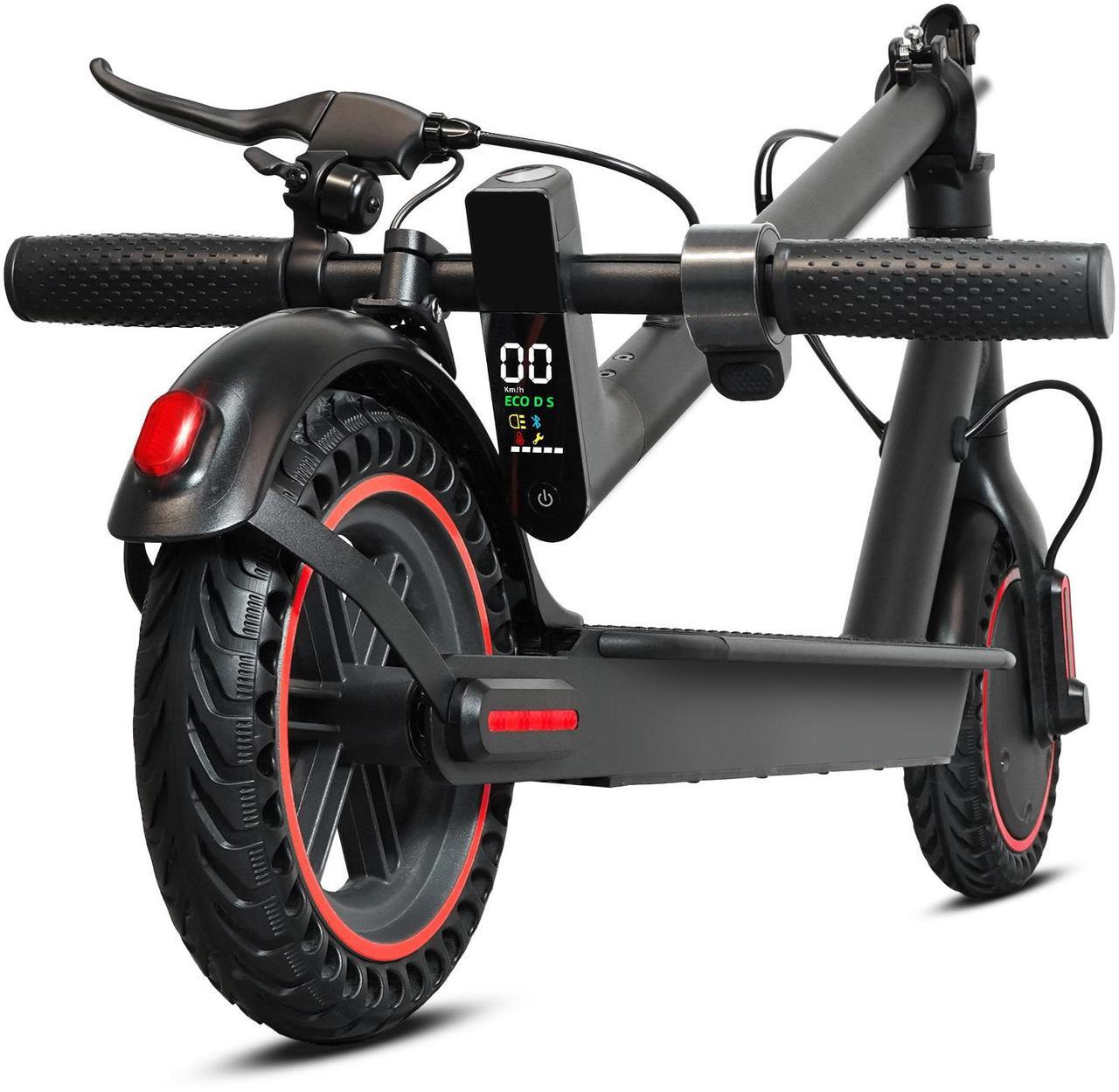Main image of CUNFON Electric Scooter - 500 Watt Motor, 8.5 Inch Pneumatic Tires, 17-21 Mile Range, 19 MPH Speed, Dual Braking System and APP, Foldable Commuter Electric Scooter, Black and Red