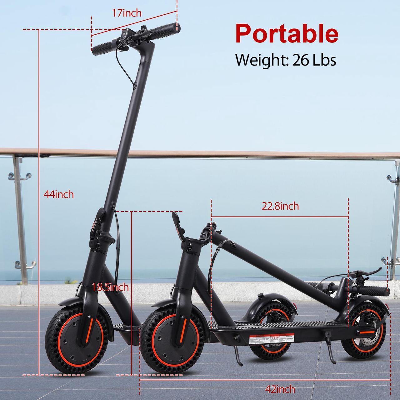 Alt view image 7 of 7 - CUNFON Electric Scooter - 500 Watt Motor, 8.5 Inch Pneumatic Tires, 17-21 Mile Range, 19 MPH Speed, Dual Braking System and APP, Foldable Commuter Electric Scooter, Black and Red