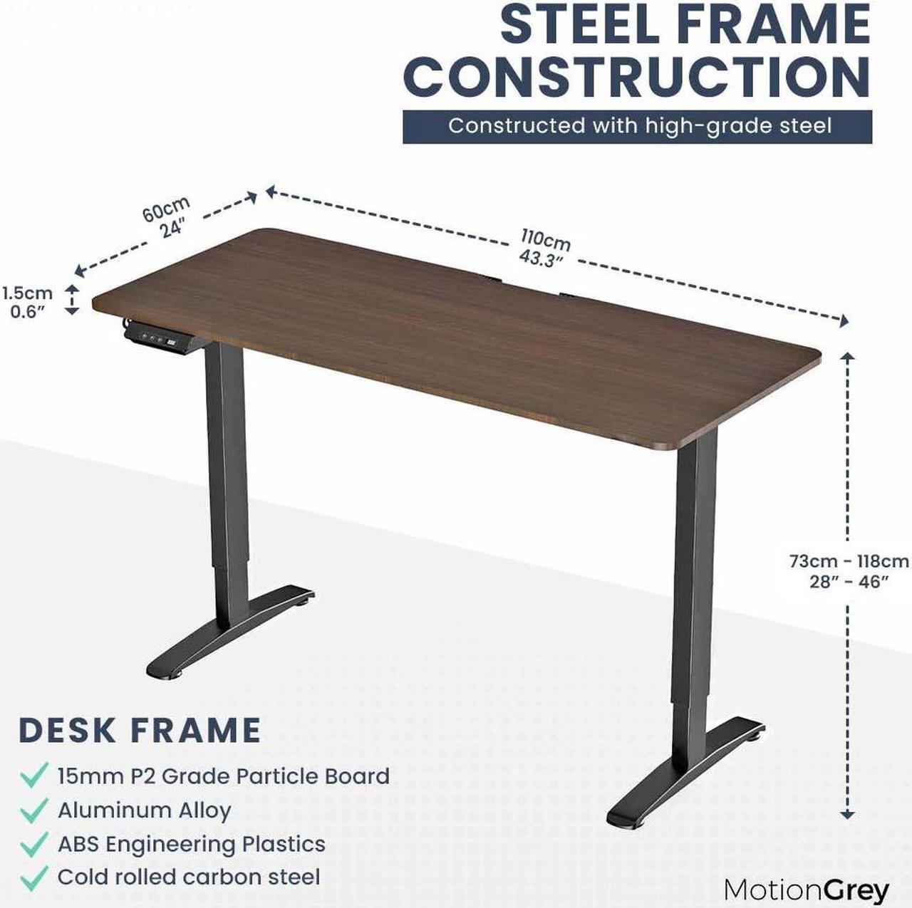 Alt view image 3 of 7 - MotionGrey Standing Desk Height Adjustable Electric Motor Sit-to-Stand Desk Computer for Home and Office - Black Frame (43x24 Tabletop Included)