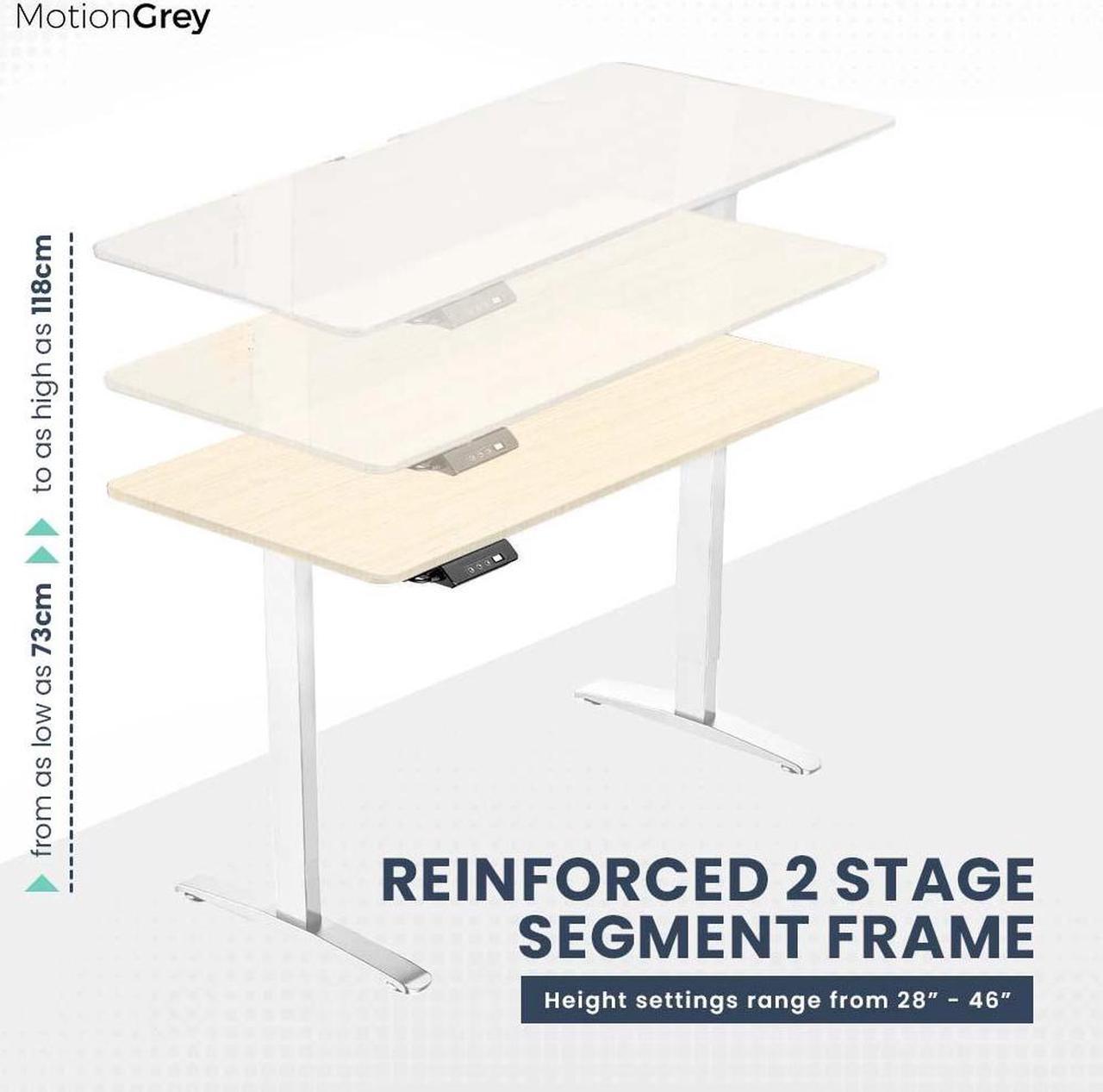 Alt view image 3 of 7 - MotionGrey Standing Desk Height Adjustable Electric Motor Sit-to-Stand Desk Computer for Home and Office - White Frame (43x24 Light Brown Tabletop)