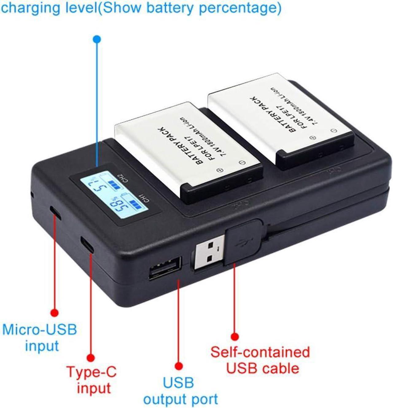 Alt view image 4 of 6 - CITYORK 2-Pack LP-E17 1800mAh High Capacity Li-ion Battery and LCD Dual Charger for Canon EOS M3, M5, M6, Rebel T6i, Rebel T6s, Rebel T7i, 750D, 760D, 8000D, 77D, Kiss X8i, 200D, 800D, SL2 Camera