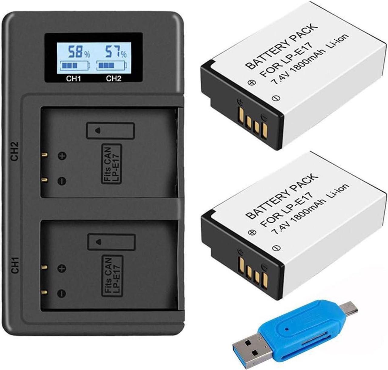 Main image of CITYORK 2-Pack LP-E17 1800mAh High Capacity Li-ion Battery and LCD Dual Charger for Canon EOS M3, M5, M6, Rebel T6i, Rebel T6s, Rebel T7i, 750D, 760D, 8000D, 77D, Kiss X8i, 200D, 800D, SL2 Camera