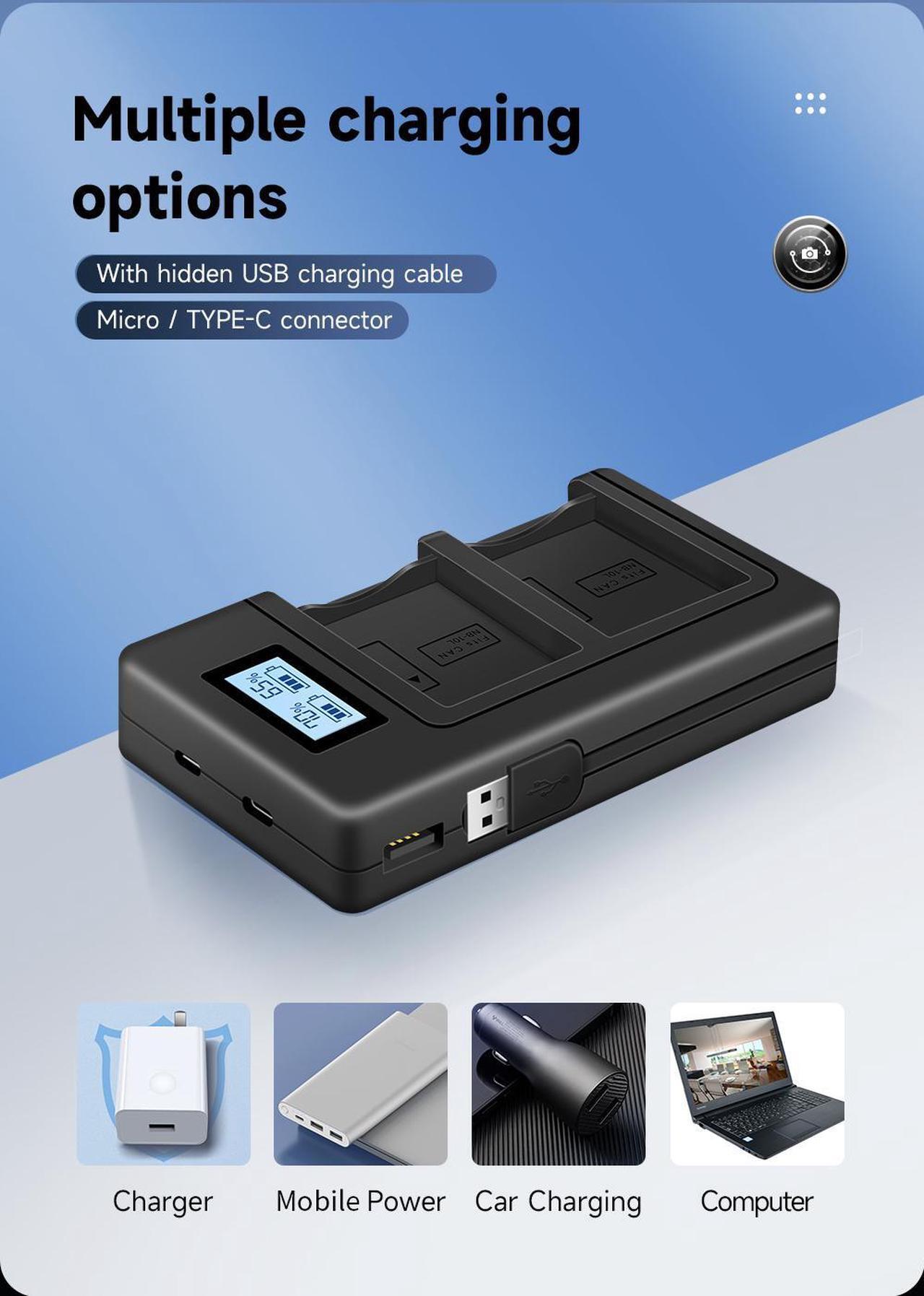 Alt view image 4 of 7 - CITYORK 2 Pack NB10L Battery With Fast charger For Canon SX40 HS SX40HS SX50 HS SX50HS G1 X G15 G16 SX60 HS G3X,1500mAh