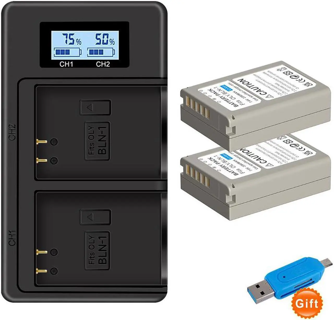 Main image of CITYORK BLN-1 BLN 1 PS-BLN1 Battery with Dual USB charger for Olympus OM-D E-M1 E-M5 Mark II PEN-F E-P5 EM1 EM5 PENF EP5