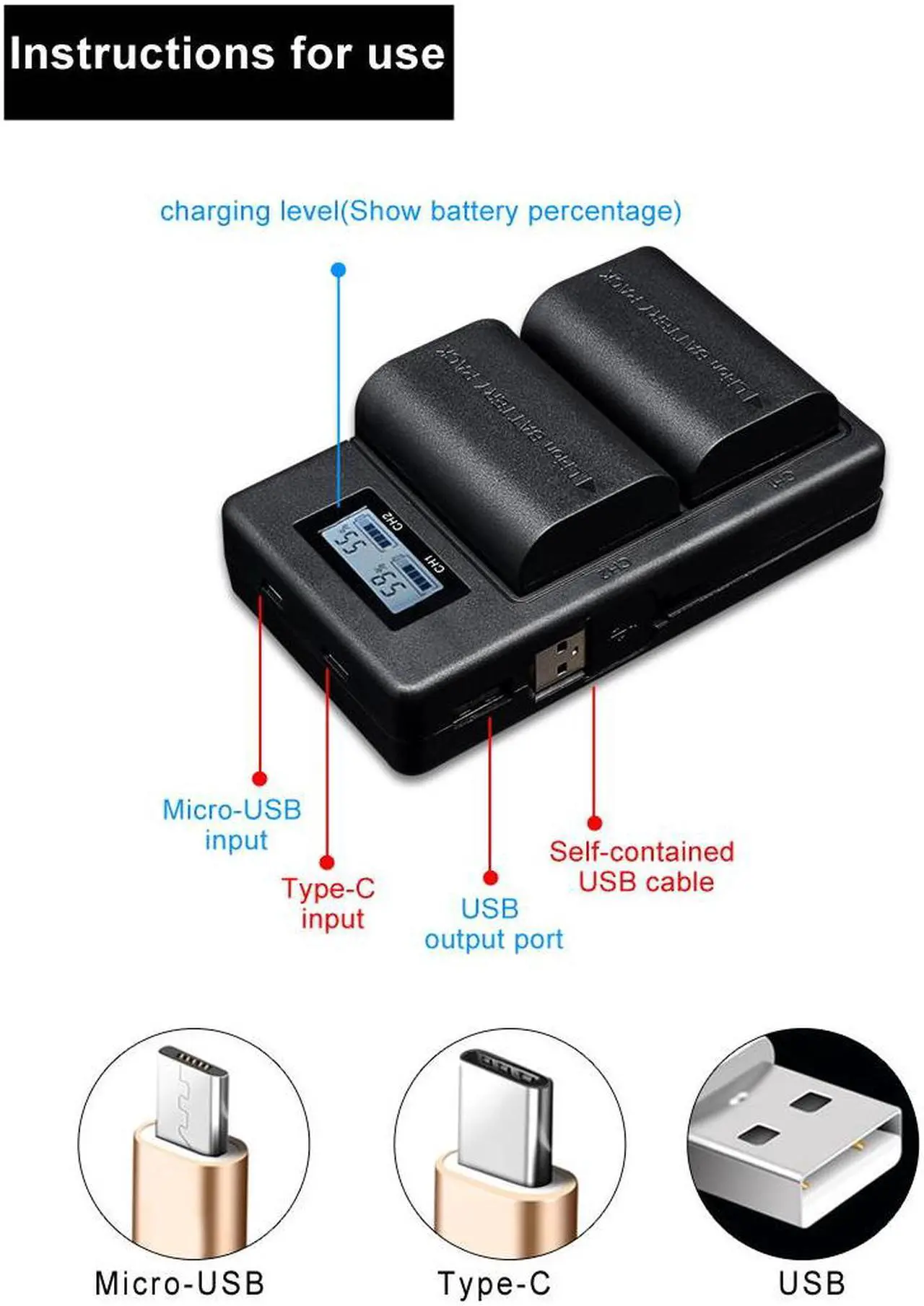 Alt view image 2 of 7 - CITYORK LP E12 Camera Battery Charger LCD USB Charger for Canon M 100D Kiss X7 Rebel SL1 EOS M10 EOS M50 DSLR
