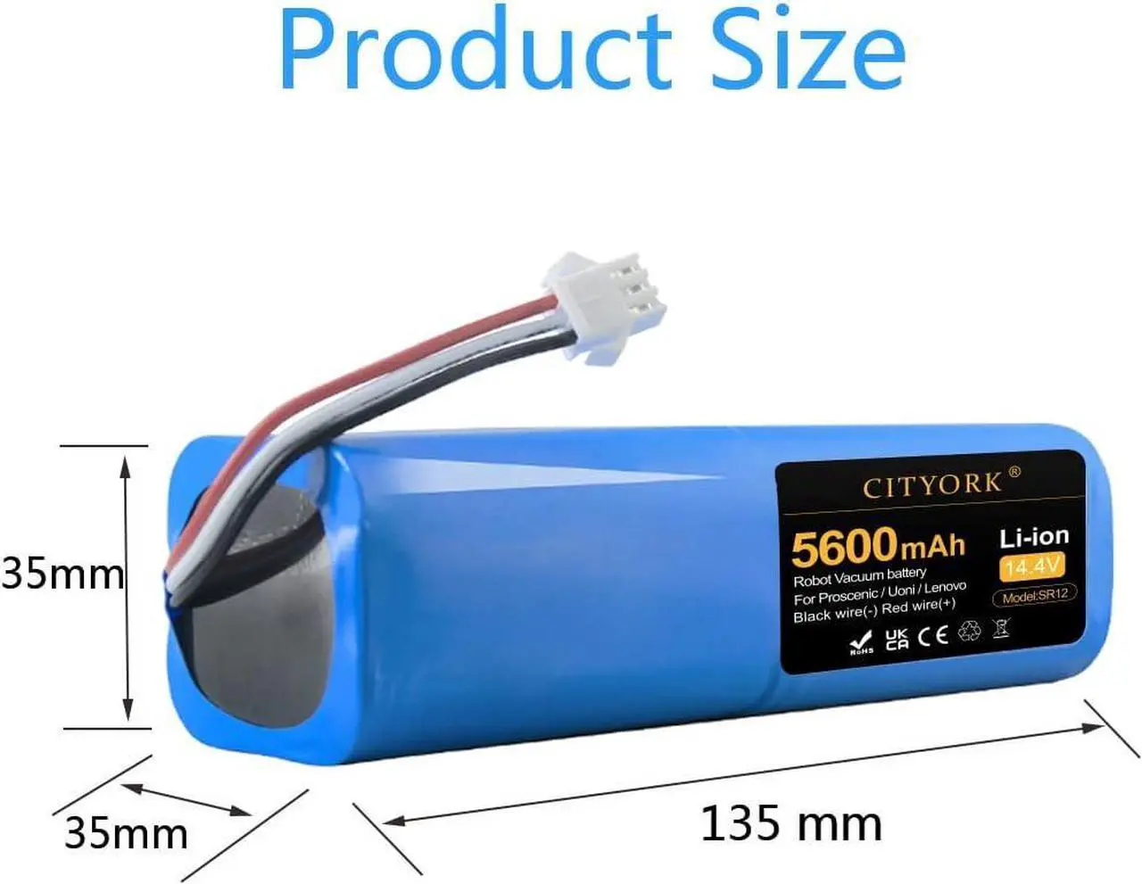 Alt view image 3 of 5 - CITYORK 14.4V 5600mAh Replacment Battery for Proscenic Robot Vacuum Cleaner M7PRO M7MAX M8PRO Cleaner M7 Max M8 Pro, Lydsto R1, Uoni V980 Max