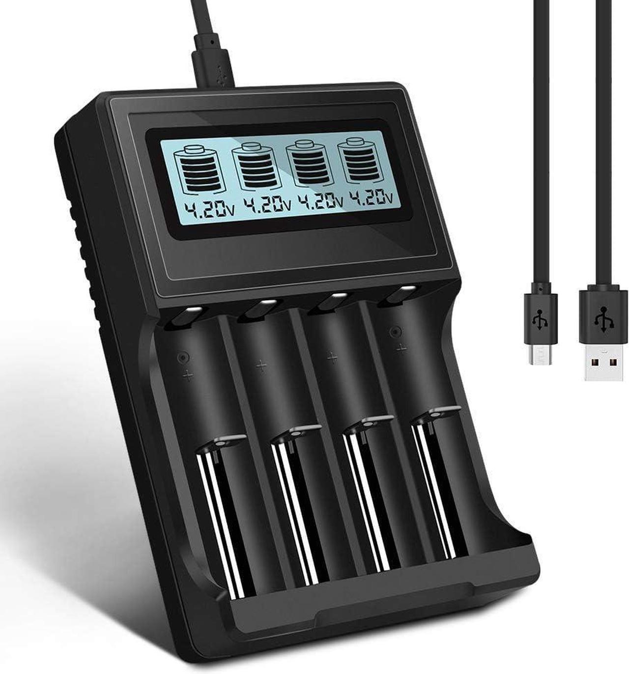 Main image of CITYORK USB Smart Battery Charger, Universal Intelligent Charger with 4 Slot LCD Display for 18650 14500 18500 16350 Li-ion Rechargeable Batteries