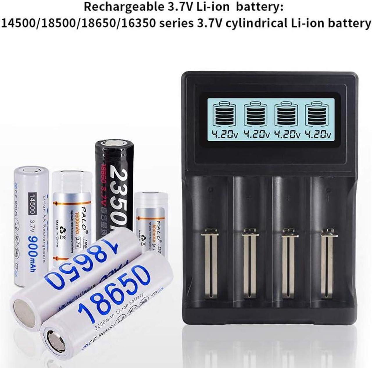 Alt view image 4 of 6 - CITYORK USB Smart Battery Charger, Universal Intelligent Charger with 4 Slot LCD Display for 18650 14500 18500 16350 Li-ion Rechargeable Batteries