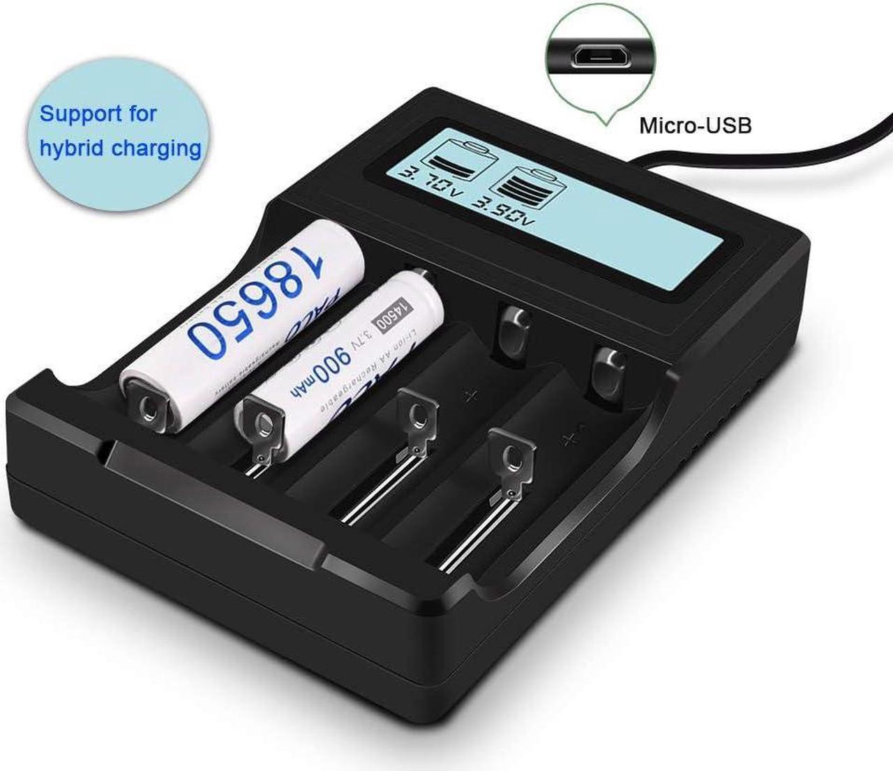 Alt view image 2 of 6 - CITYORK USB Smart Battery Charger, Universal Intelligent Charger with 4 Slot LCD Display for 18650 14500 18500 16350 Li-ion Rechargeable Batteries