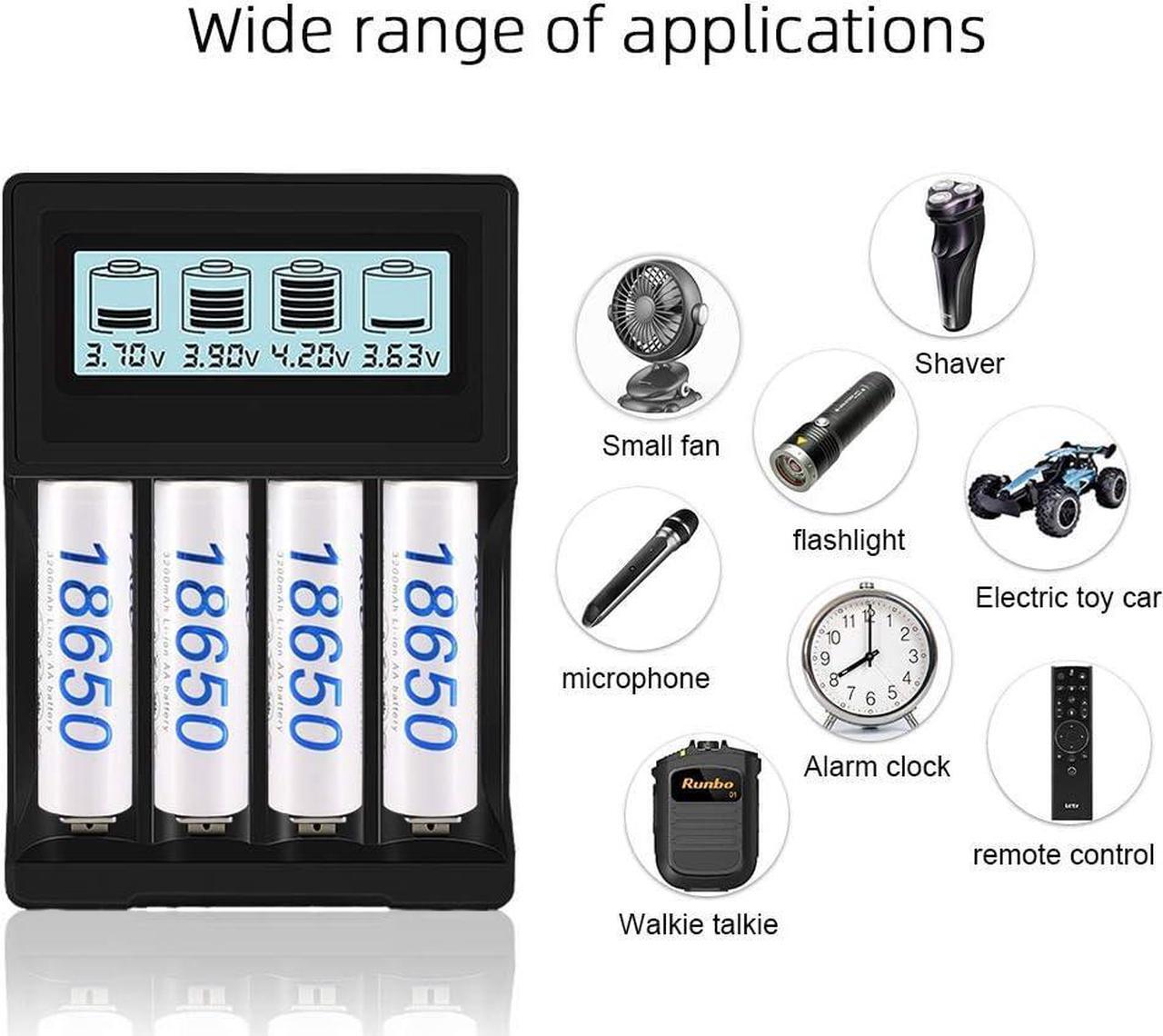 Alt view image 3 of 6 - CITYORK USB Smart Battery Charger, Universal Intelligent Charger with 4 Slot LCD Display for 18650 14500 18500 16350 Li-ion Rechargeable Batteries
