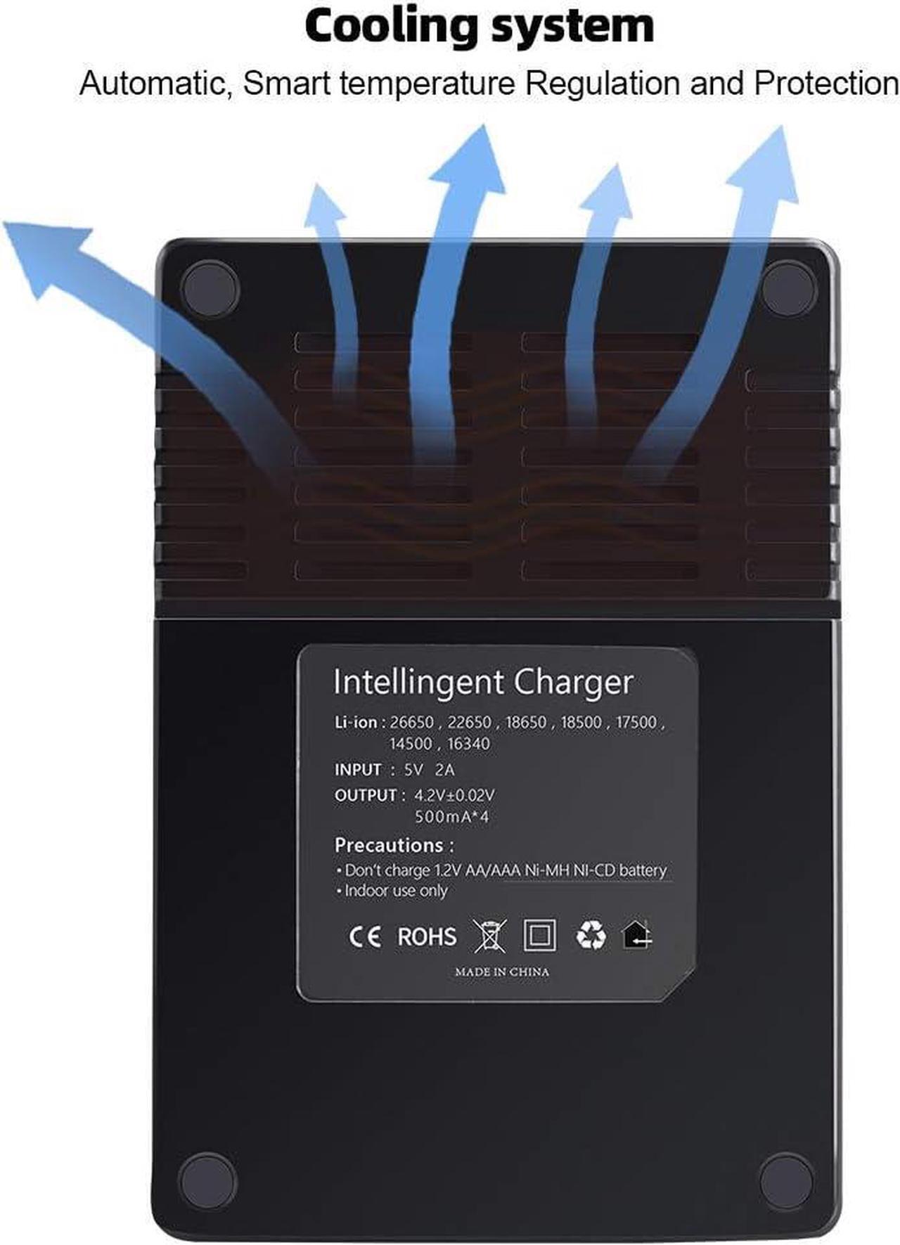 Alt view image 6 of 6 - CITYORK USB Smart Battery Charger, Universal Intelligent Charger with 4 Slot LCD Display for 18650 14500 18500 16350 Li-ion Rechargeable Batteries
