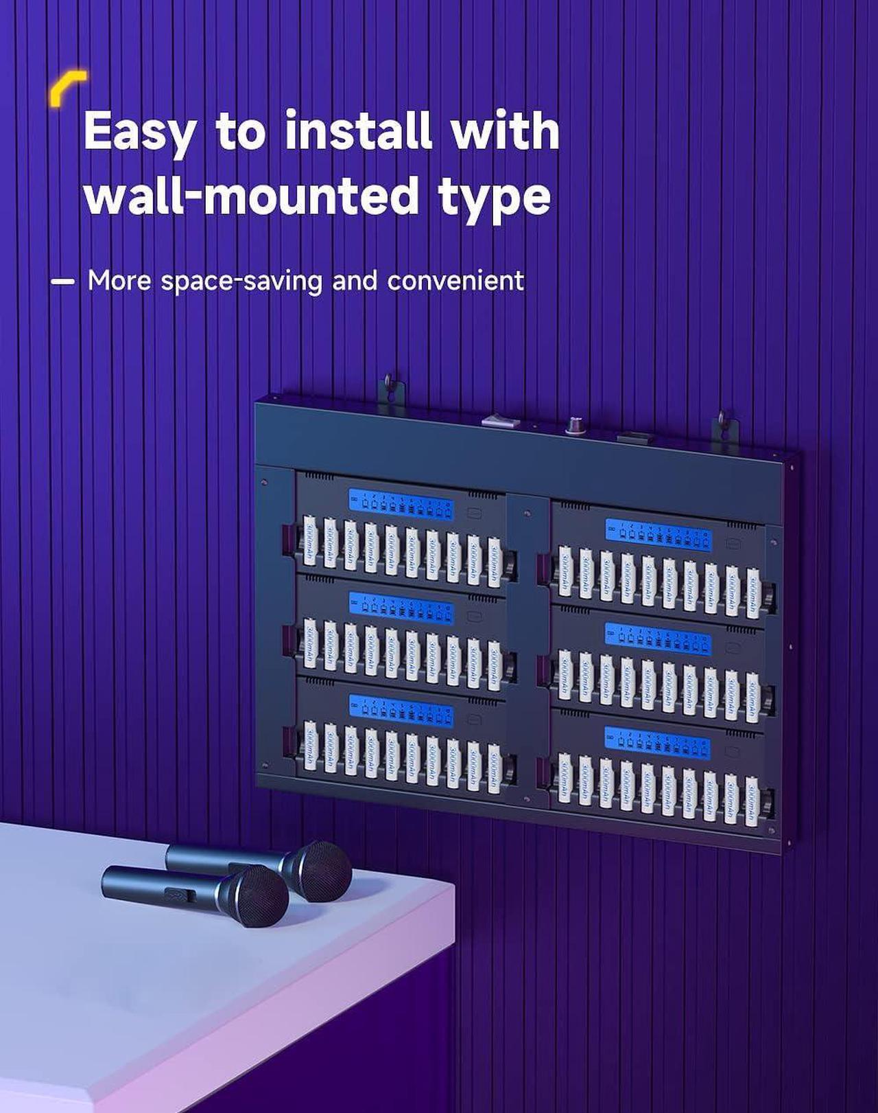 Alt view image 7 of 7 - 60 Bay 1.2V AA Battery Charger for Karaoke with Smart LCD Display for 1.2V NiMH AA Rechargeable Batteries Double A Batteries for KTV with Refresh Function(Batteries not Including