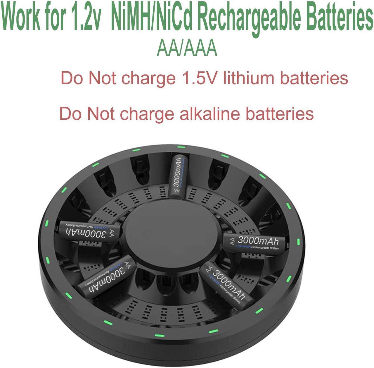 Alt view image 6 of 7 - CITYORK 16 Bay AA AAA Battery Charger Fast for 1.2V NiMH/NiCd Double A and Triple A Household Rechargeable Batteries with Battery Holder Case