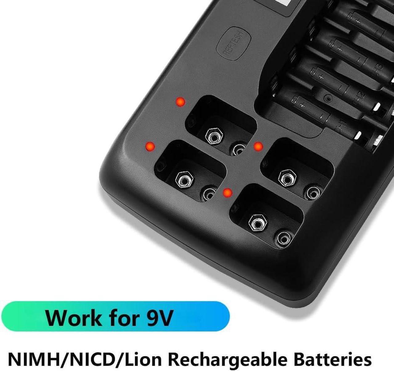 Alt view image 5 of 6 - CITYORK 10 Pack 1.2V AA 3000mAh rechargeable battery with 10 Bay Smart LCD Universal Battery Charger for Rechargeable AA AAA NIMH/NICD & 4 bay for 9V NIMH/NICD/Lion Rechargeable Batteries