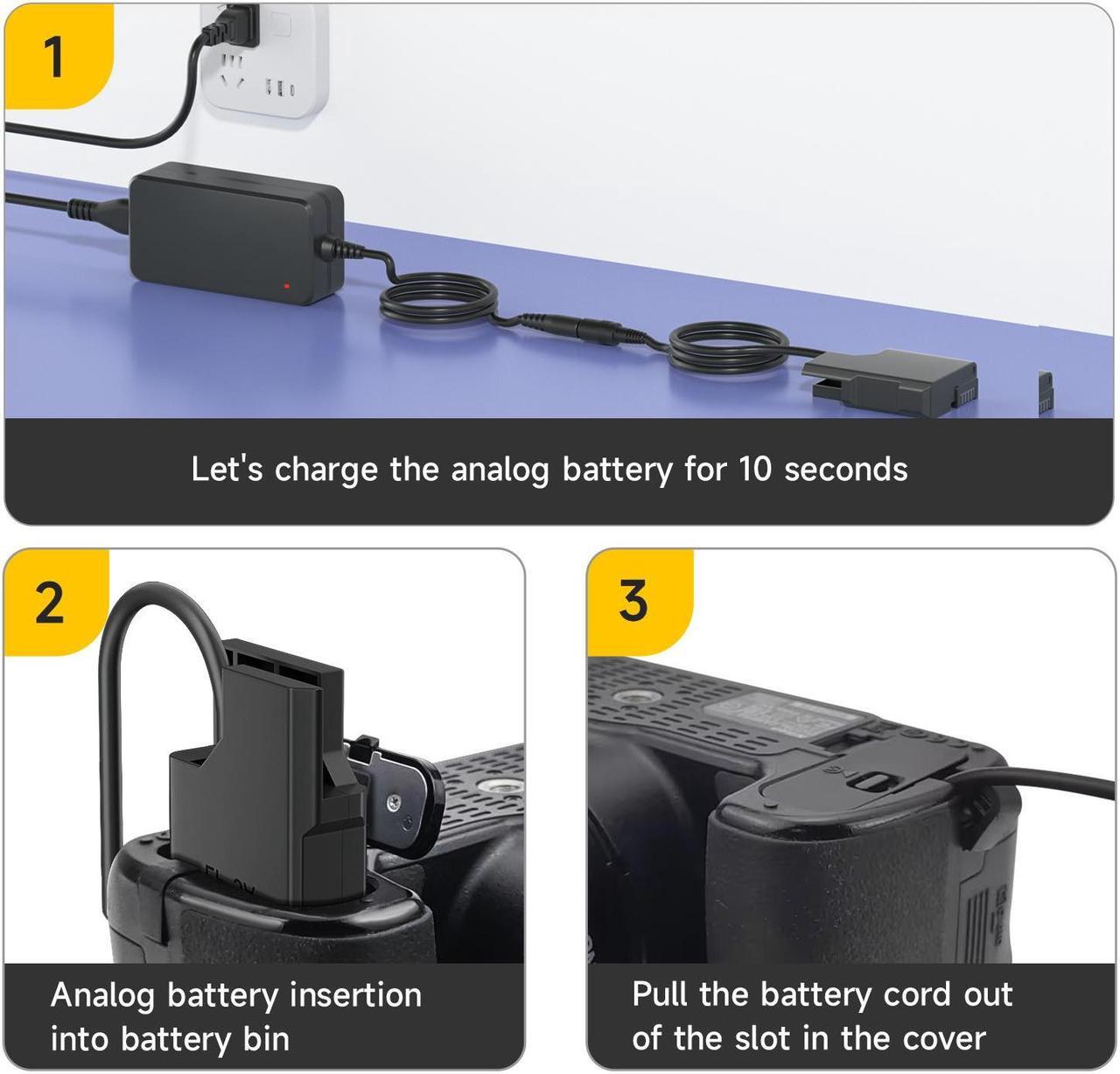 Alt view image 7 of 7 - CITYORK EH-5a PW20 AC Power Supply Adapter EN-EL14 Dummy Battery EP-5A DC Coupler Kit for Nikon D3500 D3200 D5100 D5200 D5300 D5500 D5600 D3100 D3300 D3400