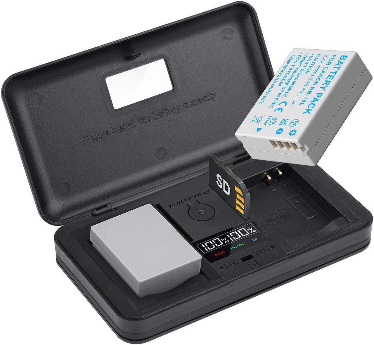 Main image of CITYORK NB-10L NB10L Battery 2 Pack 7.4V 1500mAh with LCD Dual Charger for Canon PowerShot G1 X, G3-X, G15, G16, SX40 HS, SX50 HS, SX60 HS Digital Camera