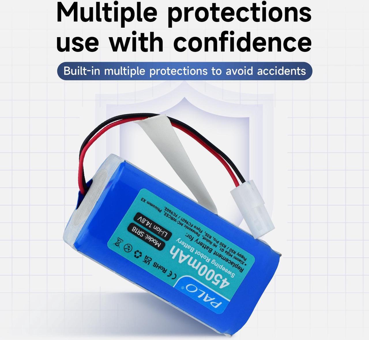 Alt view image 5 of 7 - CITYORK 14.8V 4500mAh Li-ion Replacement for Xiaomi MI G1, for Panasonic MC-WRC53, for Phicomm X3, for PUPPY0O R30/ R30 PRO, for FLYCO FC9601/FC9602 Essential MJSTG1 Robot Vacuum Cleaner