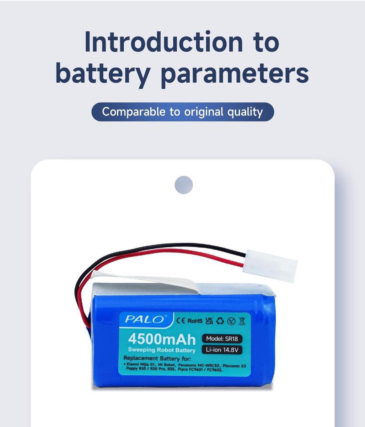 Alt view image 7 of 7 - CITYORK 14.8V 4500mAh Li-ion Replacement for Xiaomi MI G1, for Panasonic MC-WRC53, for Phicomm X3, for PUPPY0O R30/ R30 PRO, for FLYCO FC9601/FC9602 Essential MJSTG1 Robot Vacuum Cleaner