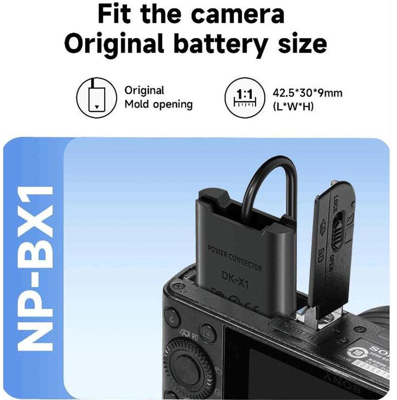 Alt view image 5 of 7 - CITYORK NP-BX1 USB/AC Power Cable Adapter,Dummy Battery DC Coupler for Sony Cybershot DSC RX1 RX1R RX100 II III VI Digital Cameras