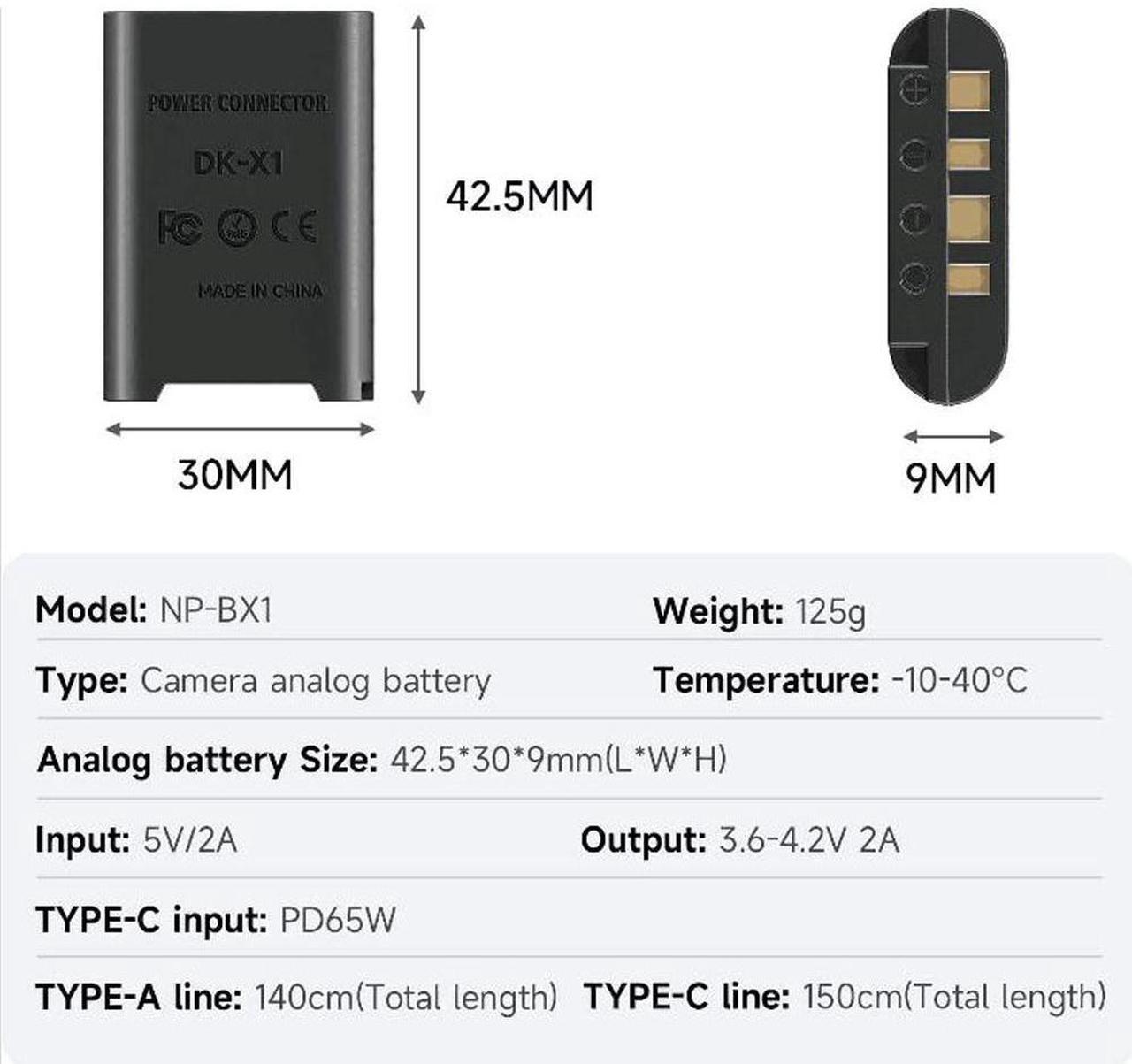 Alt view image 6 of 7 - CITYORK NP-BX1 USB/AC Power Cable Adapter,Dummy Battery DC Coupler for Sony Cybershot DSC RX1 RX1R RX100 II III VI Digital Cameras