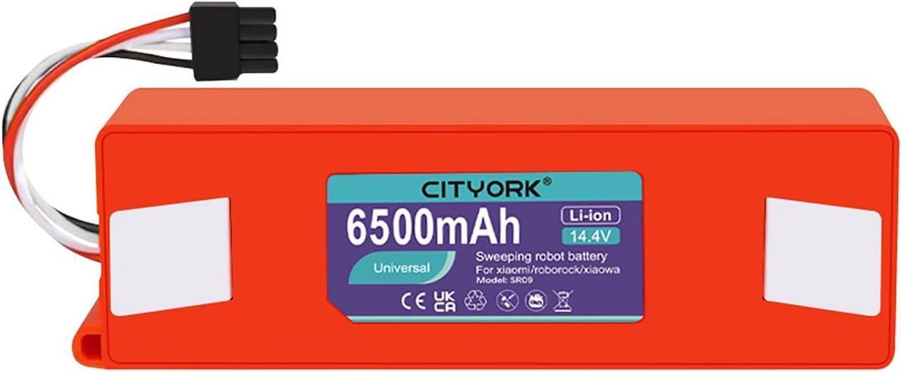 CITYORK 14.4V 6500mAh Li-ion Replacement Battery for Xiaomi Mijia Roborock S5 S6 S7 S50 S51 S55 Series E20 E25 E35