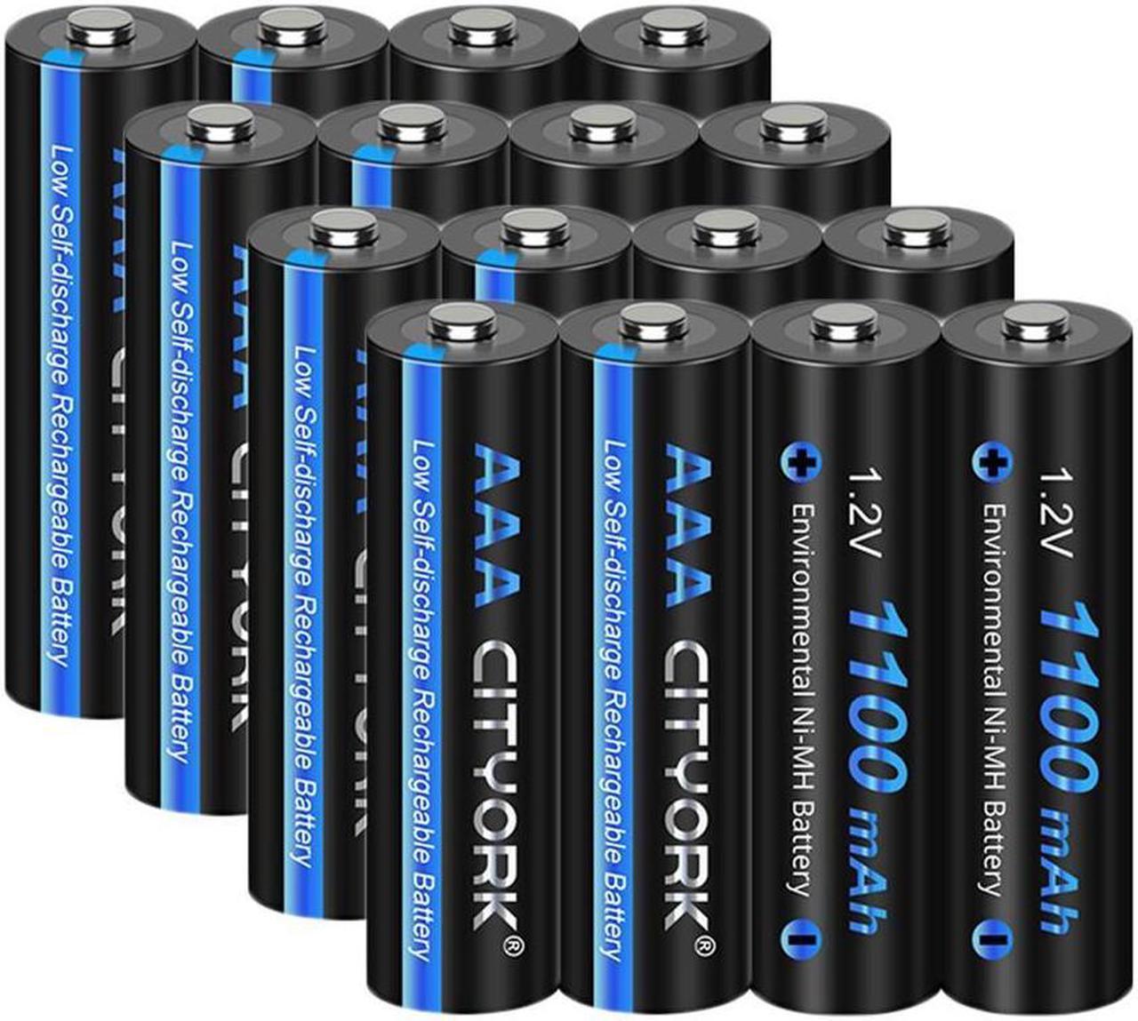 CITYORK 16 Pack 1.2V Ni-MH AAA 1100mah Rechargeable Battery for Solar Lights, Remote Controller, Electric Toys