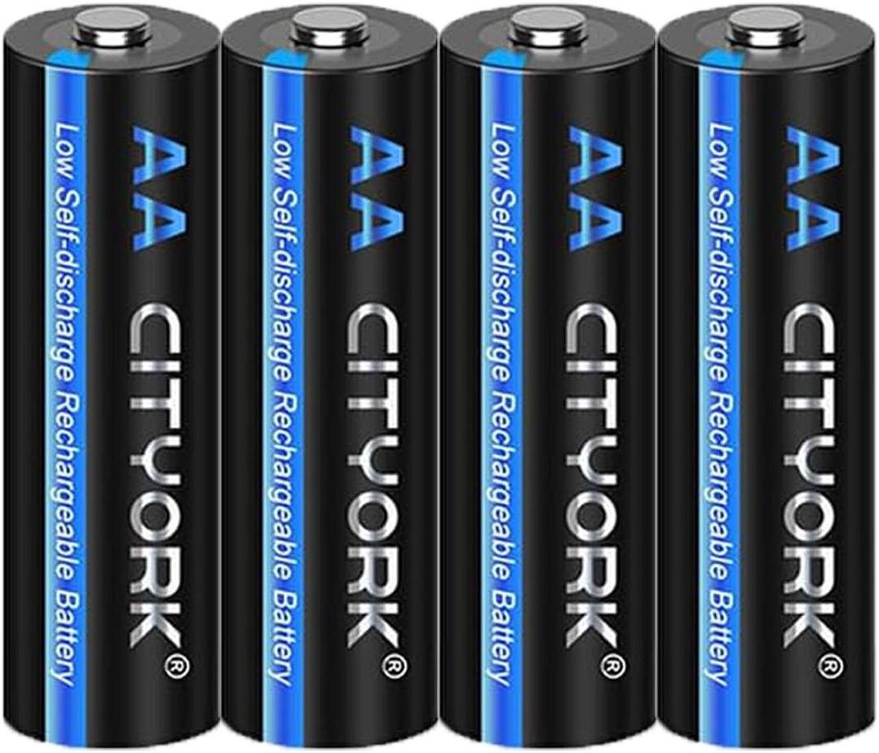 CITYORK 4 Pack 1.2V Ni-MH AA 3000mah Rechargeable Battery, NIMH Pre-Charged AA Rechargeable Battery 1.2V 3000mAh Long Lasting for Solar Lights, Remote Controller, Electric Toys