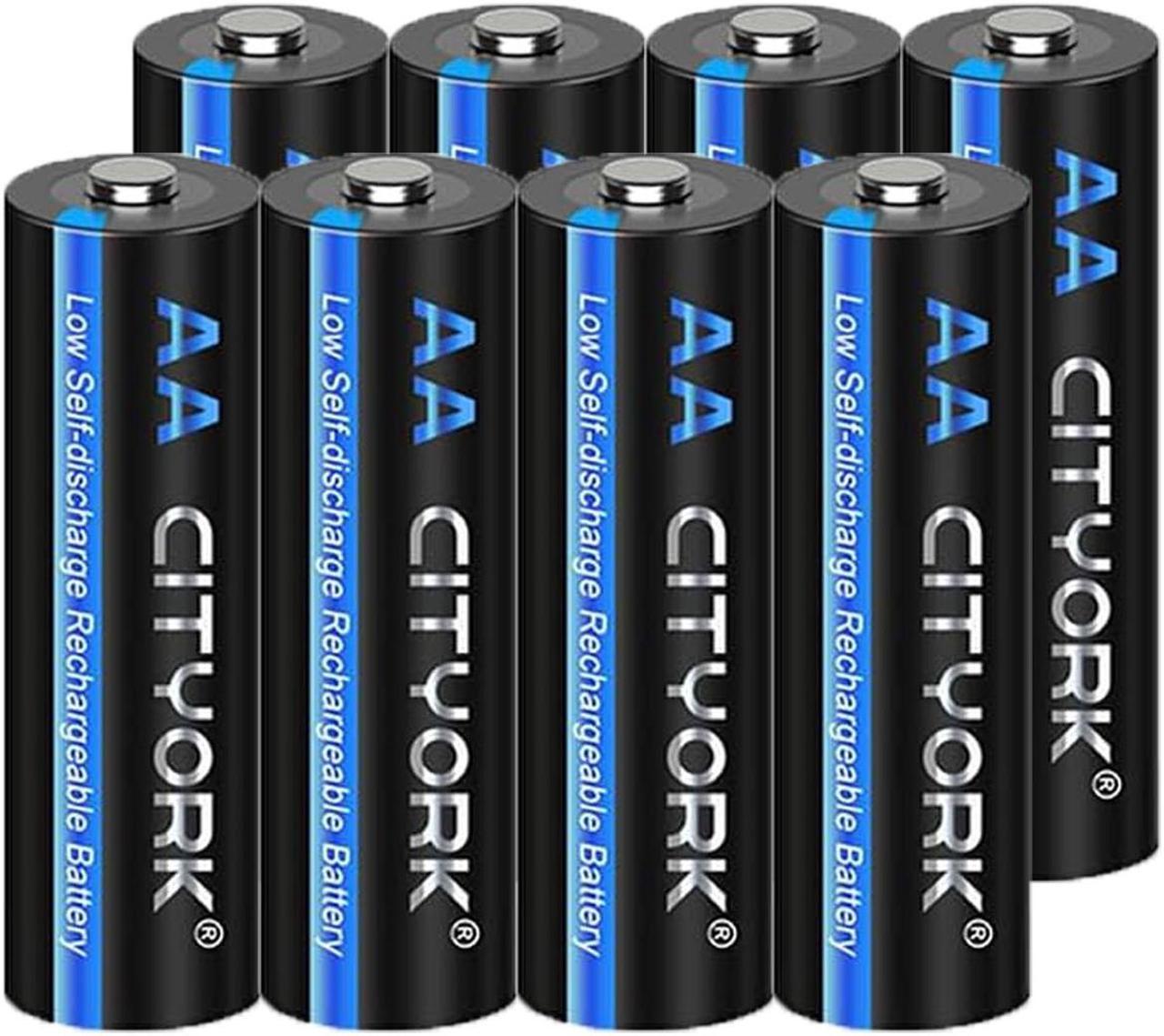 CITYORK 8 Pack 1.2V Ni-MH AA 3000mah Rechargeable Battery for Solar Lights, Remote Controller, Electric Toys