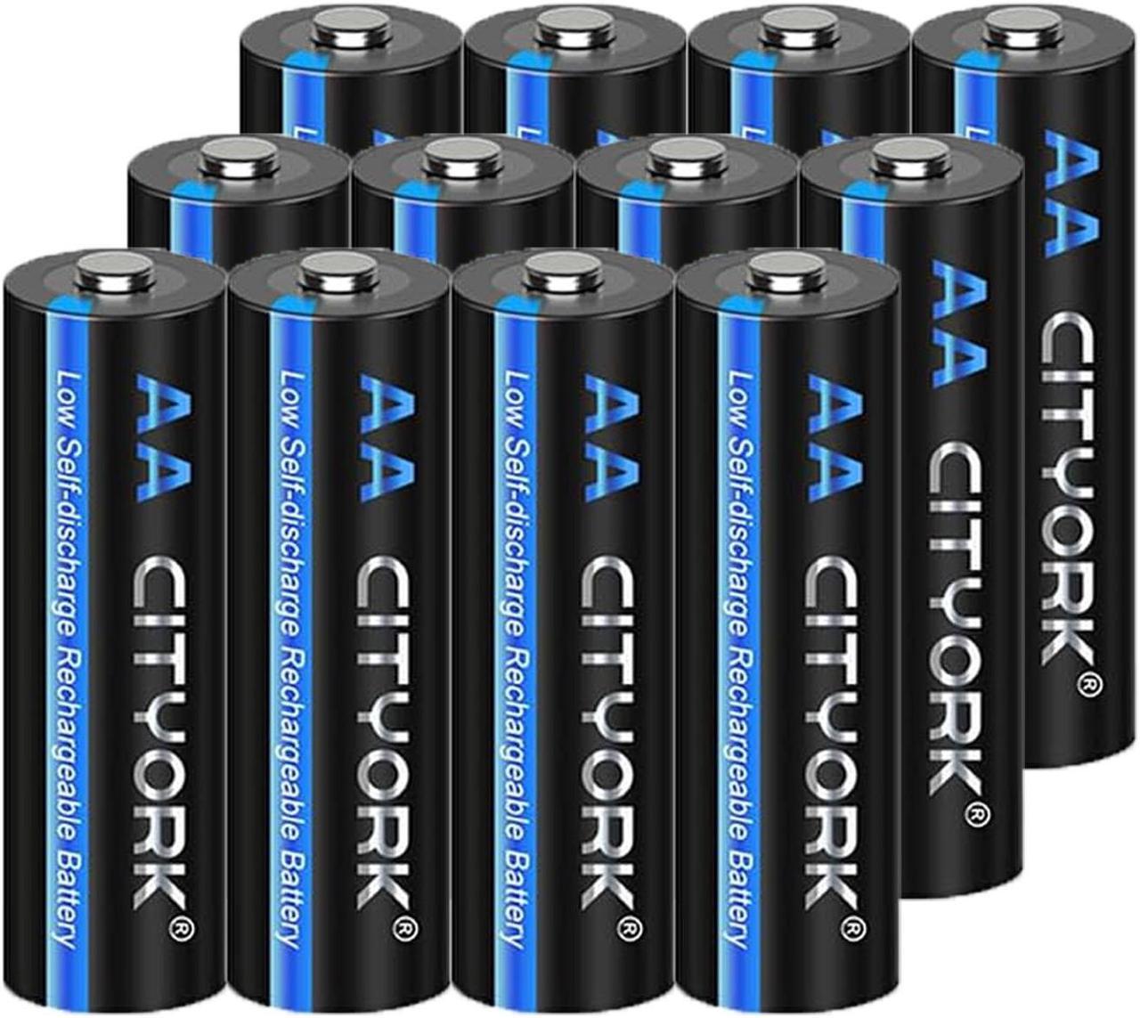 CITYORK 12 Pack 1.2V Ni-MH AA 3000mah Rechargeable Battery, NIMH Pre-Charged AA Rechargeable Battery 1.2V 3000mAh Long Lasting for Solar Lights, Remote Controller, Electric Toys