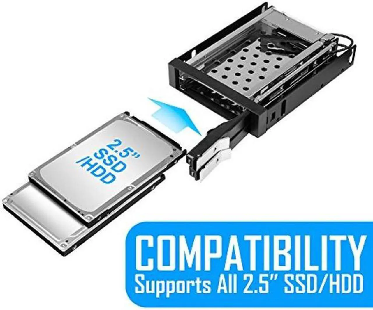 Alt view image 5 of 5 - Kingwin SSD/HDD Internal SATA Tray-Less Hot Swap Mobile Rack Cage for Dual 2.5" SSD/HDD. Hard Drive Backplane Enclosure,Support SATA I/II/III & SAS I/II 6 Gbps Performance [Optimized for 2.5" SSD/HDD]