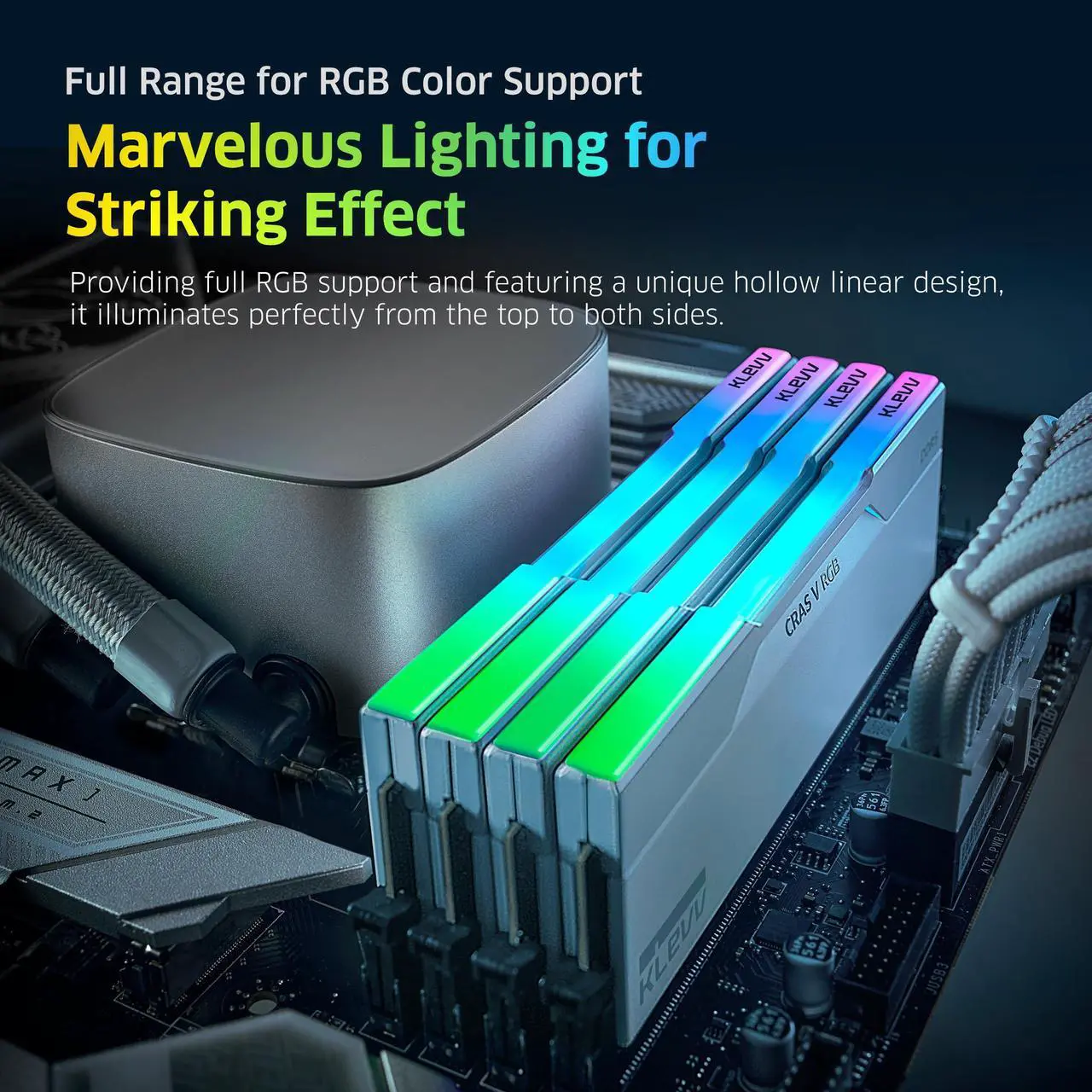 Alt view image 4 of 5 - KLEVV CRAS V RGB DDR5 32GB (2x16GB) 6000MHz CL30 1.35V Gaming Desktop Ram Memory SK Hynix Chip XMP 3.0 / AMD EXPO Ready - White (KD5AGUA80-60A300J)