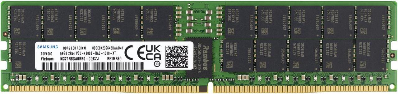 Main image of Samsung 64GB DDR5 4800MHz PC5-38400 ECC RDIMM 2Rx4 (EC8 10x4) Dual Rank 1.1V Registered DIMM 288-Pin Server RAM Memory M321R8GA0BB0-CQK