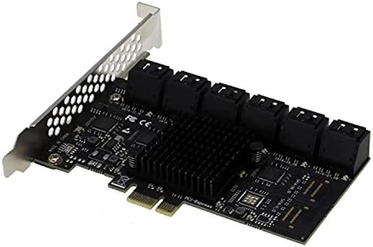 Alt view image 2 of 3 - Sedna PCIe 1x Gen 3 12 Port SATA Non-RAID Controller Card with Low Profile Bracket (SE-PCIE-SATA6G-12-LP)