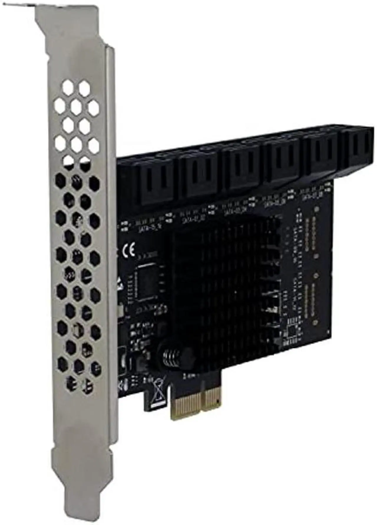 Alt view image 3 of 3 - Sedna PCIe 1x Gen 3 12 Port SATA Non-RAID Controller Card with Low Profile Bracket (SE-PCIE-SATA6G-12-LP)