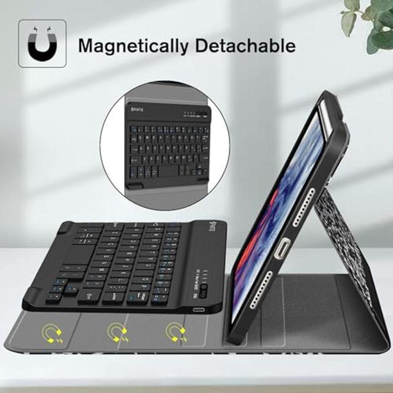 Alt view image 3 of 5 - Fintie Keyboard Case for iPad Mini 6 2021 (8.3 Inch), Soft TPU Back Cover with Pencil Holder & Magnetically Detachable Wireless Bluetooth Keyboard for iPad Mini 6th Generation, Composition Book