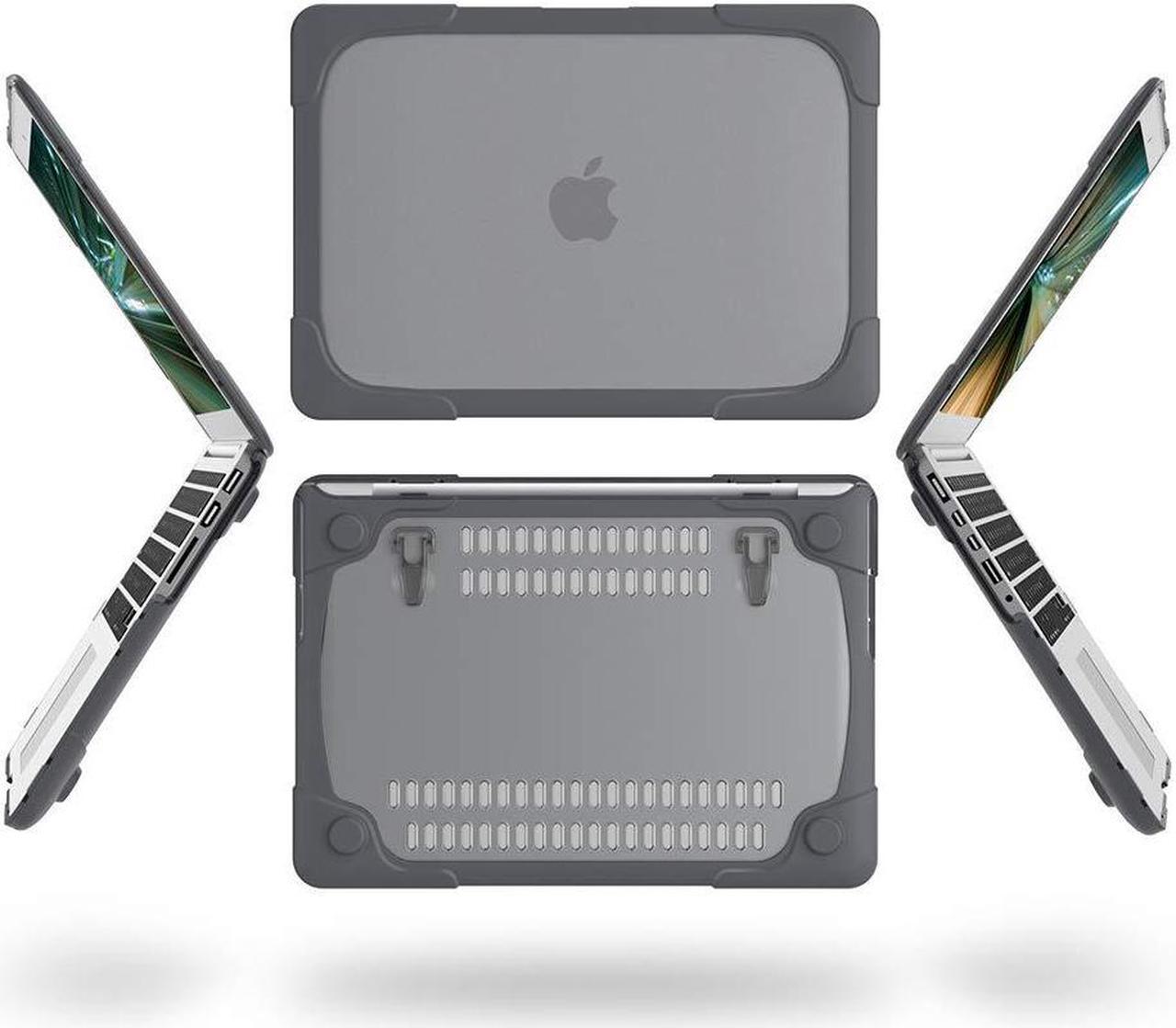 Alt view image 5 of 5 - Mektron for MacBook Pro 13 Inch Case (Version 2015/2014/2013)[Heavy Duty][Snap on][Dual Layer] Hard Case Cover with Foldable Stand for Mac Pro Retina 13.3 Model A1502 A1425 (Gray)