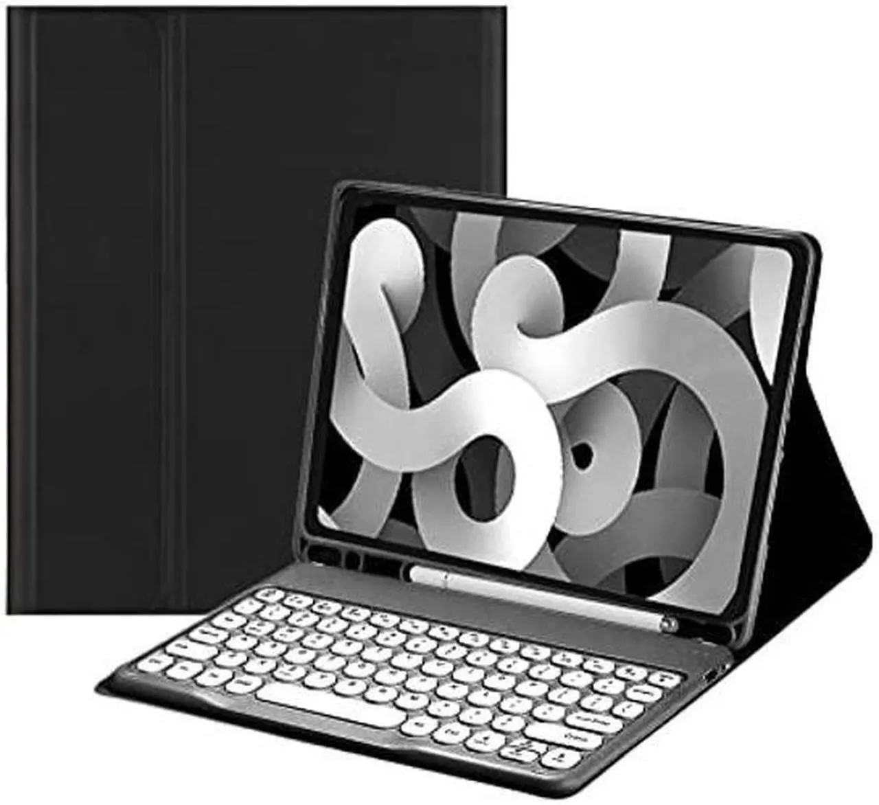 Main image of HENGHUI Keyboard Case for Galaxy Tab S9 FE 10.9 inch/Tab S9 11 inch/Tab S8 11"/Tab S7 11" Detachable Magnetic Color Keyboard Cover Cute Round Key,Black