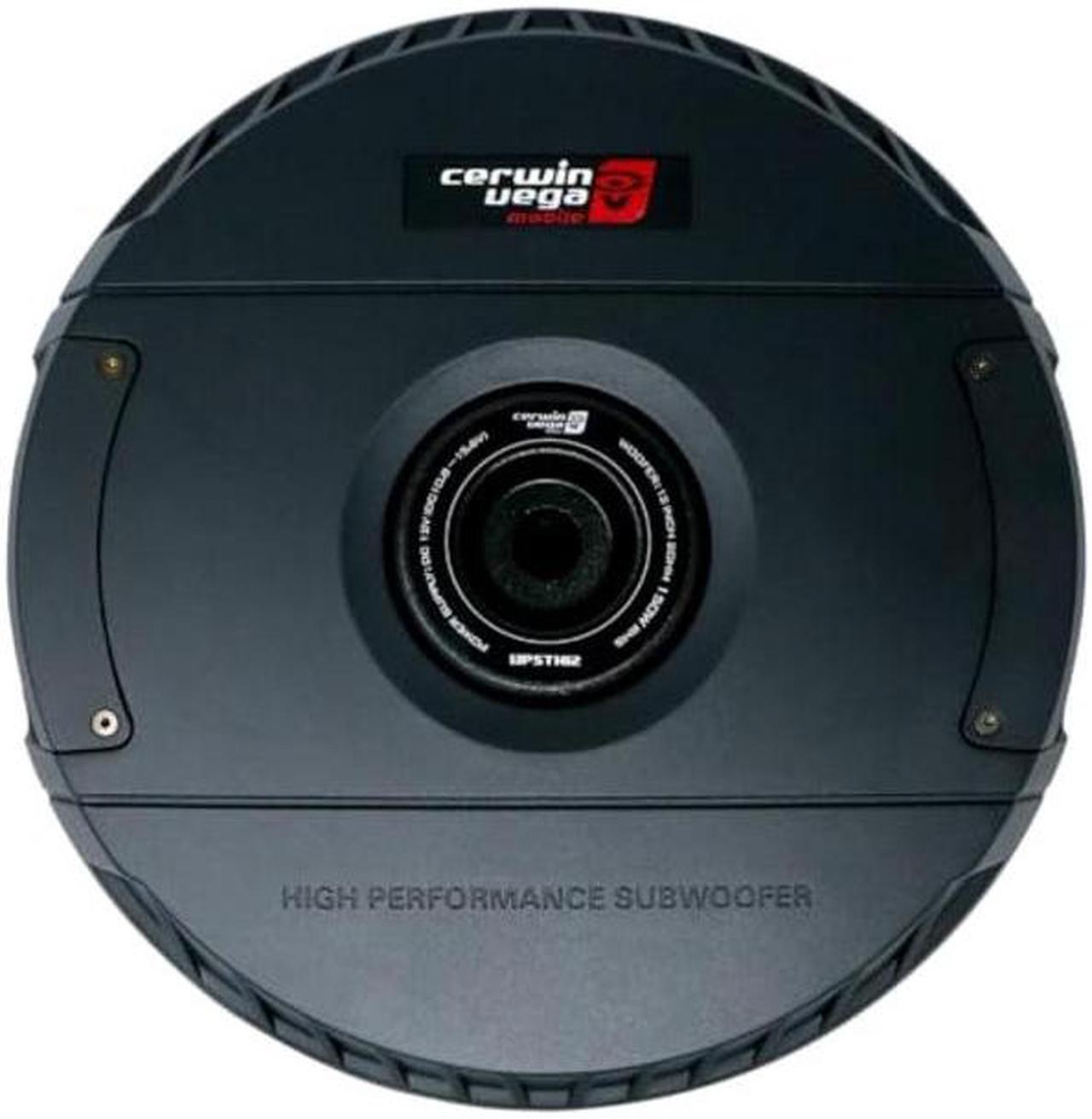 Main image of Cerwin Vega VEGA Shallow 12" 150W RMS 2O Spare Tire Powered Subwoofer - Slim Car Audio System with Integrated 1 Channel Amplifier, Bass Knob, PWM MOSFET Power Supply, & Passive Radiator Design VPSTX12