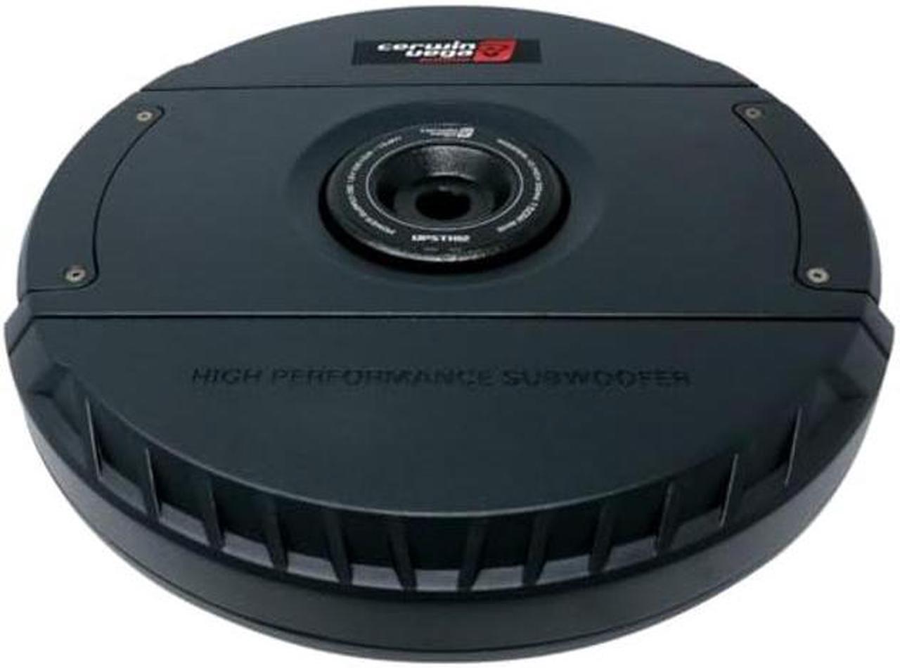 Alt view image 2 of 5 - Cerwin Vega VEGA Shallow 12" 150W RMS 2O Spare Tire Powered Subwoofer - Slim Car Audio System with Integrated 1 Channel Amplifier, Bass Knob, PWM MOSFET Power Supply, & Passive Radiator Design VPSTX12