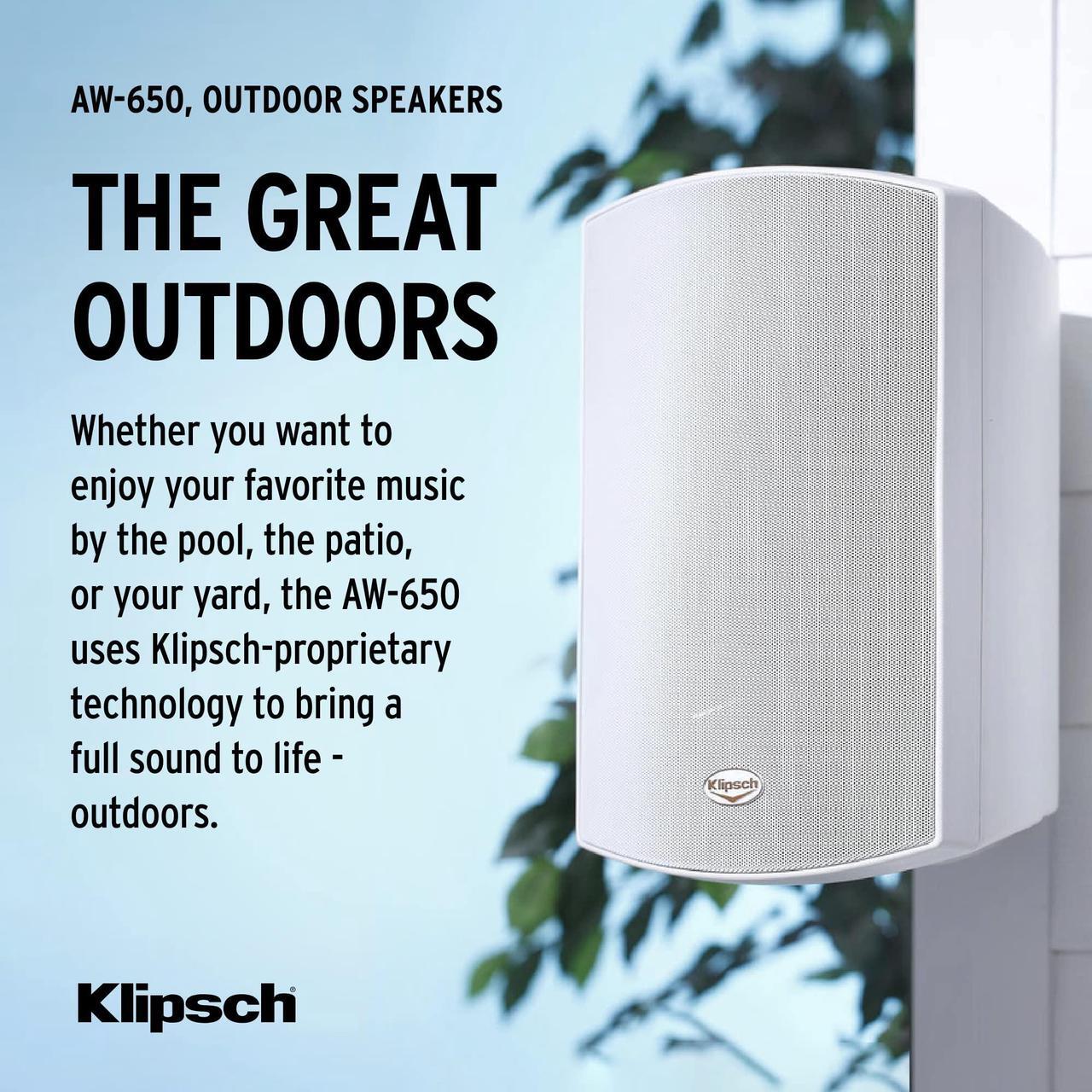 Alt view image 2 of 5 - Klipsch AW-650 Indoor/Outdoor Speaker, White (Pair) - Two-Way All-Weather Loudspeakers - 6.5" IMG Woofer & 1" Titanium Dome Tweeter - UV-Resistant Enclosure