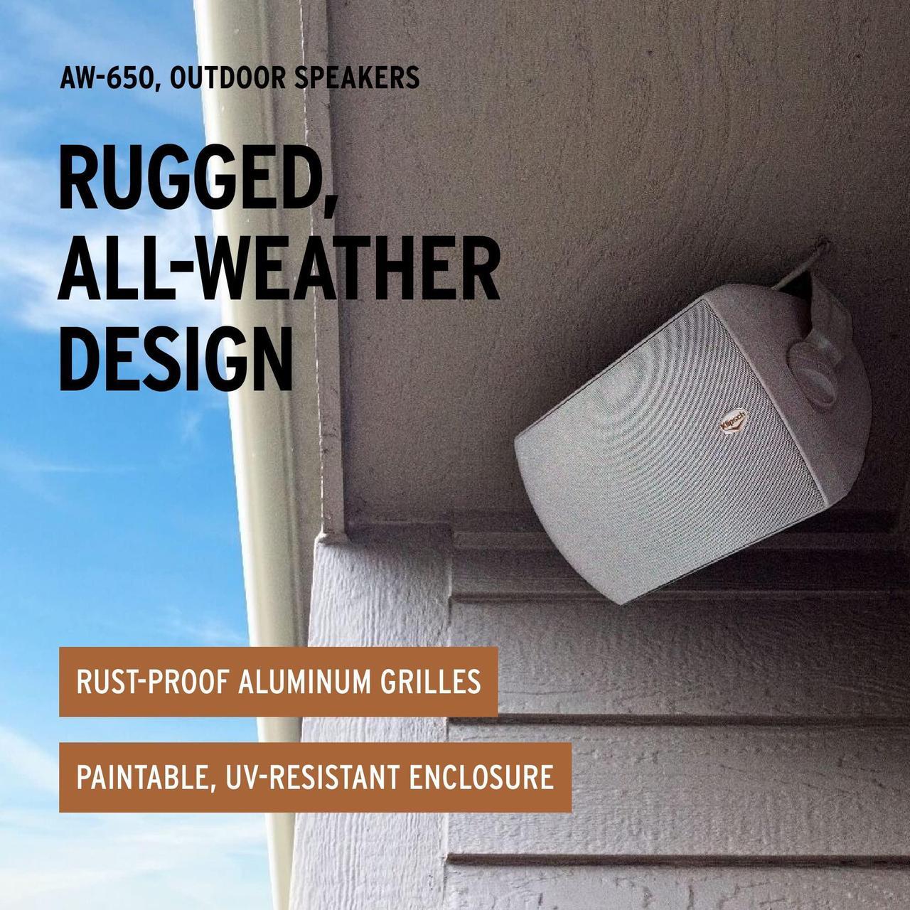 Alt view image 4 of 5 - Klipsch AW-650 Indoor/Outdoor Speaker, White (Pair) - Two-Way All-Weather Loudspeakers - 6.5" IMG Woofer & 1" Titanium Dome Tweeter - UV-Resistant Enclosure