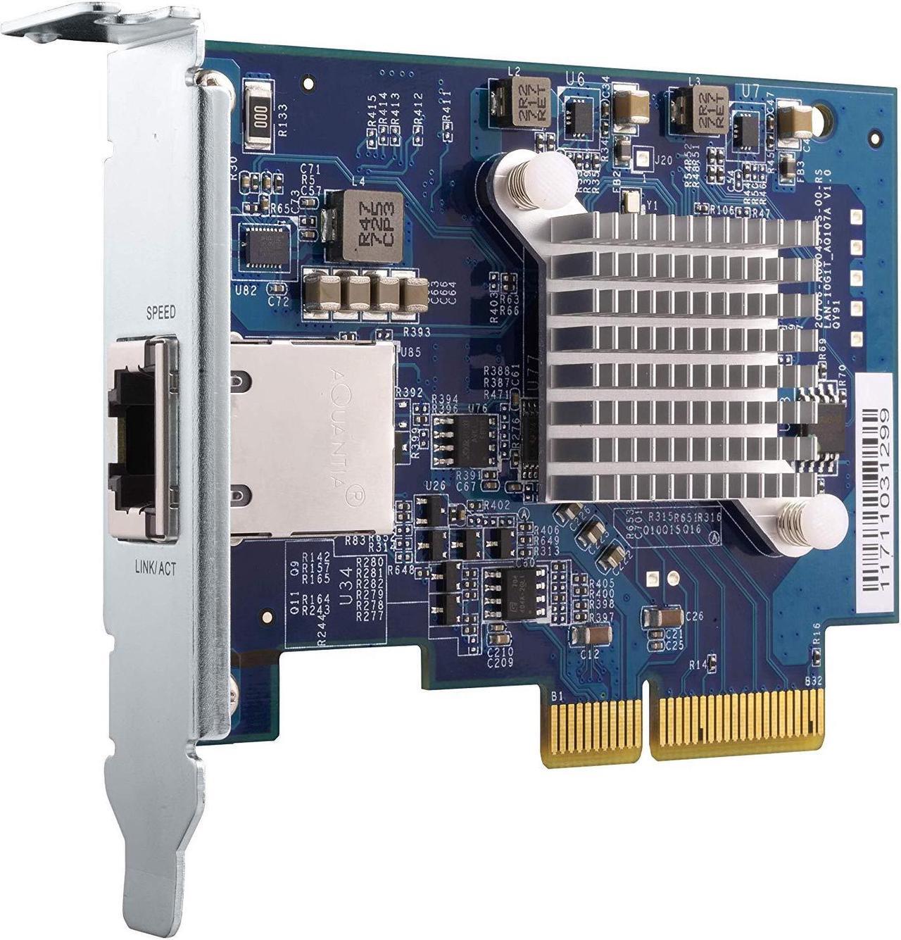 Alt view image 3 of 4 - QNAP QXG-10G1T Single-Port (10Gbase-T) 10GbE Network Expansion Card, PCIe Gen3 X4, Low-Profile Bracket Pre-Loaded, Low-Profile Flat and Full-Height Brackets are Included